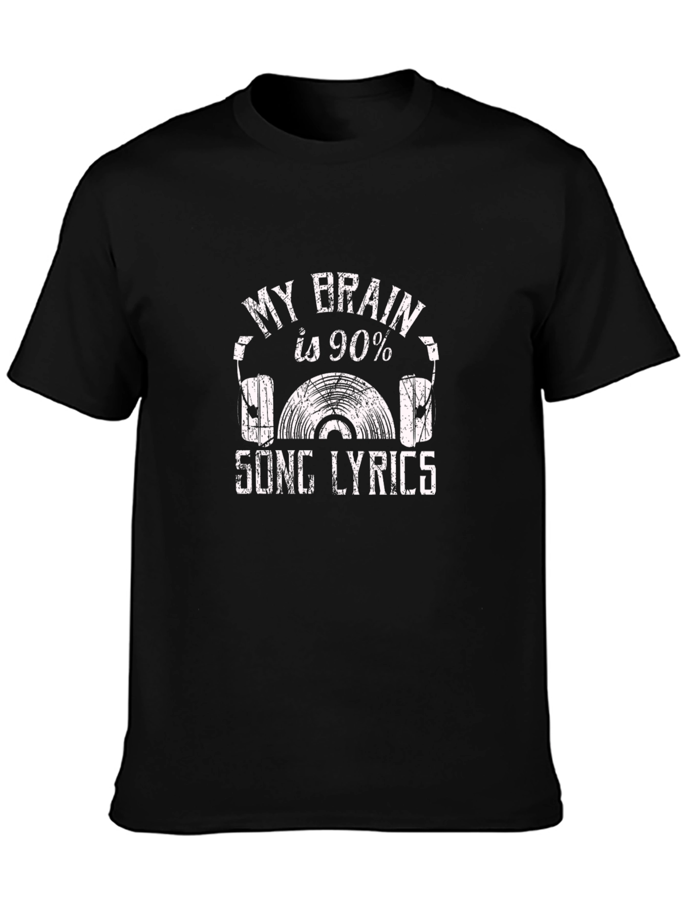 My Brain is 90% Song Lyrics Black T-Shirt