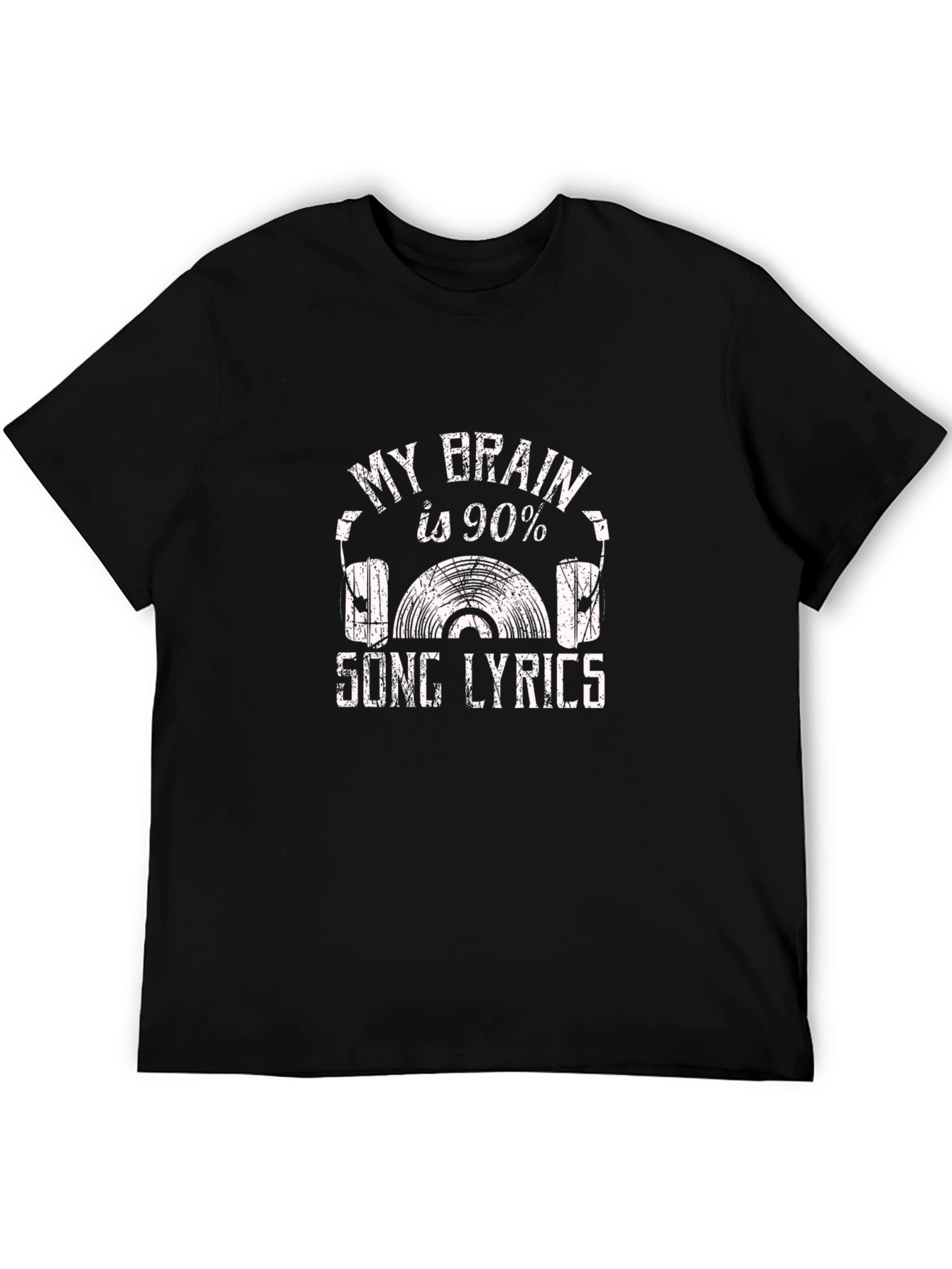 My Brain is 90% Song Lyrics Black T-Shirt