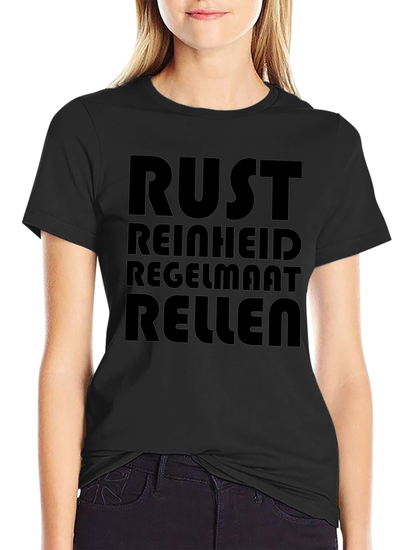 Black T-Shirt with Bold Text Print