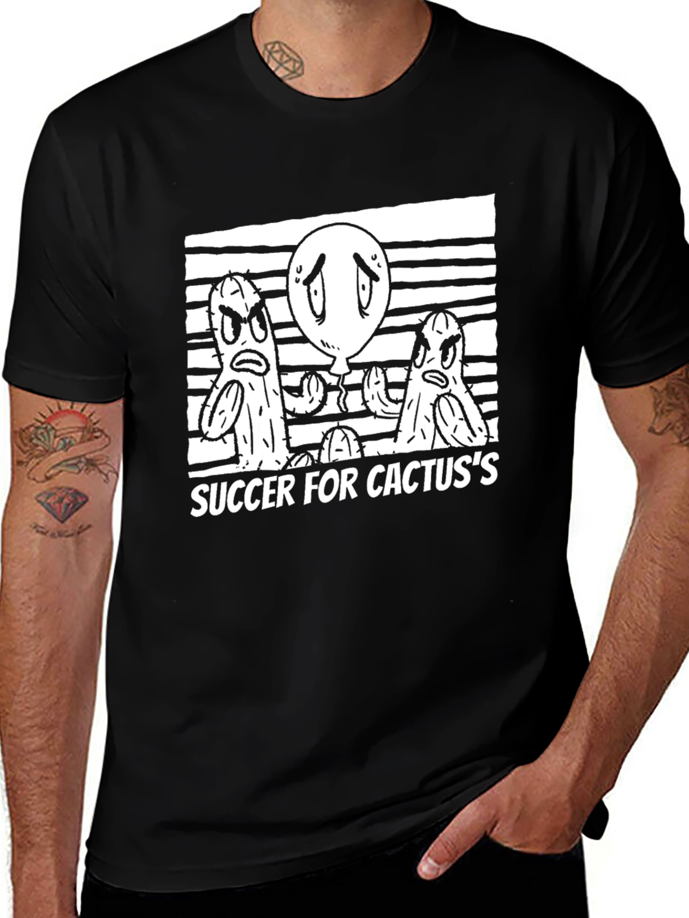 Succer for Cactuss Black Graphic Tee