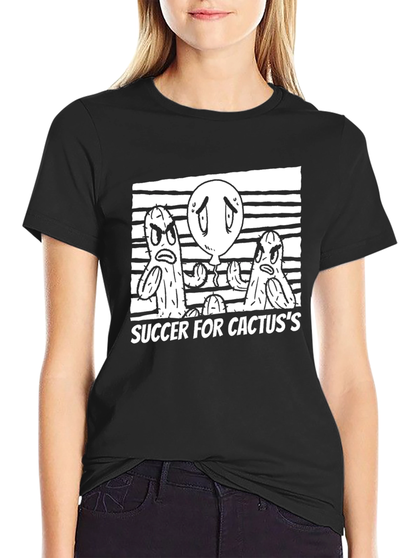 Succer for Cactuss Black Graphic Tee