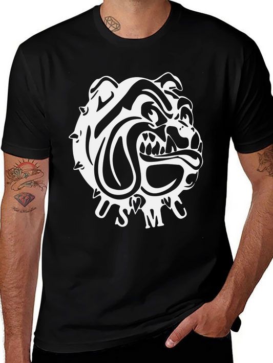 Cool Bulldog Graphic Tee - Black Cotton Blend T-Shirt