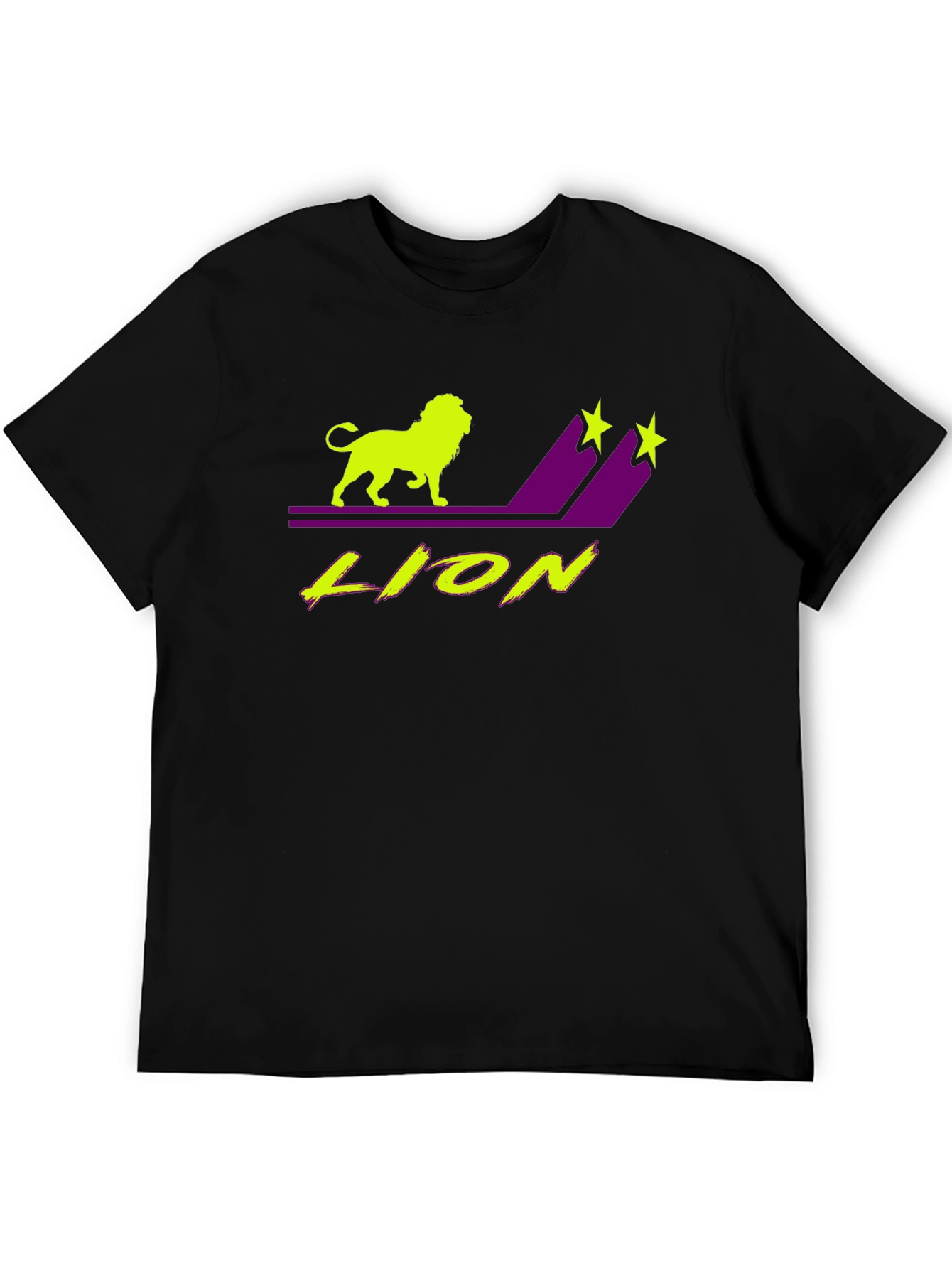 Lion Graphic T-Shirt - Black Tee with Neon Design