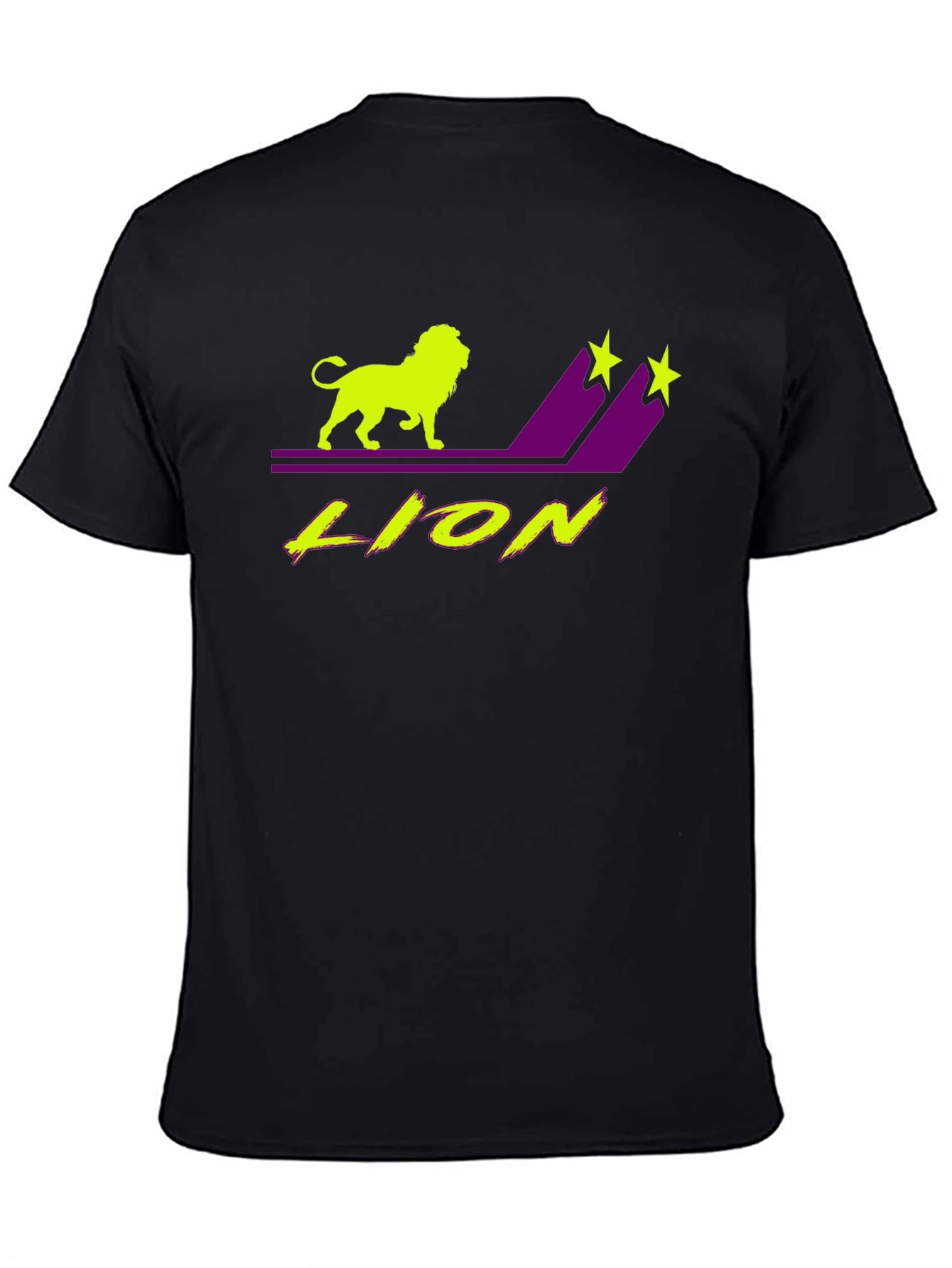 Lion Graphic T-Shirt - Black Tee with Neon Design