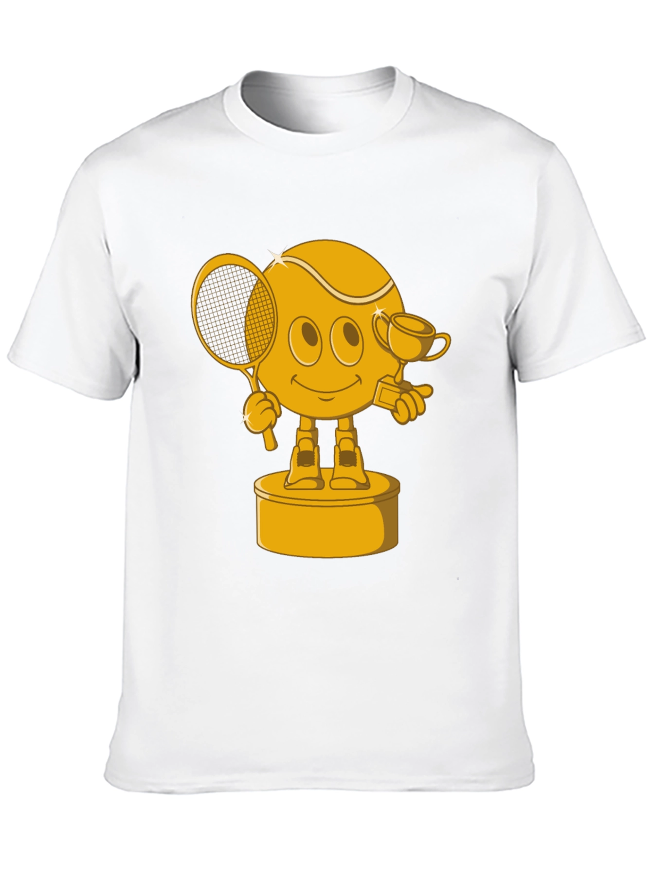 Tennis Trophy Graphic T-Shirt - Black Cotton Blend