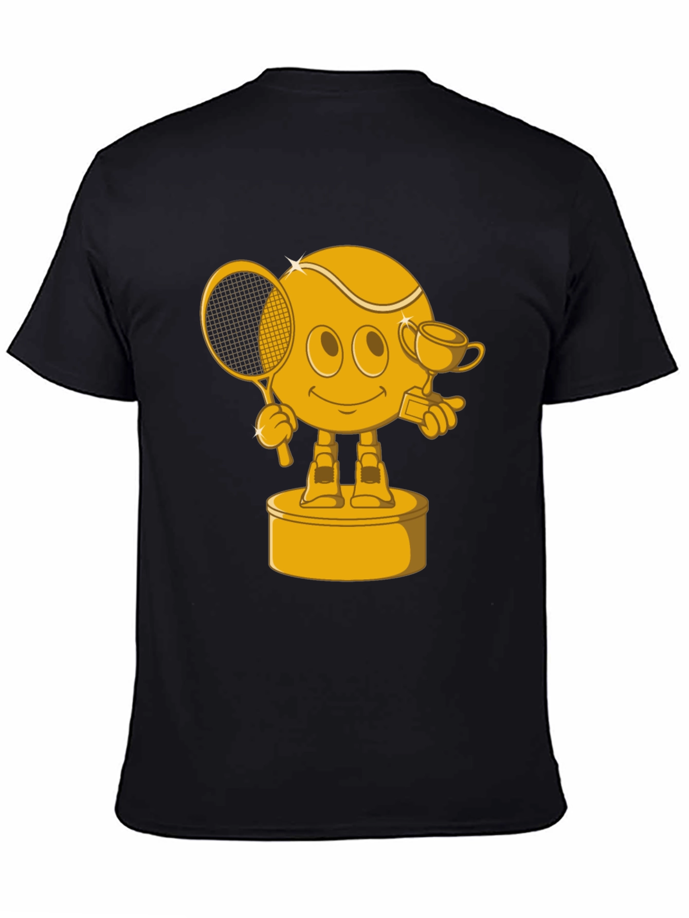 Tennis Trophy Graphic T-Shirt - Black Cotton Blend