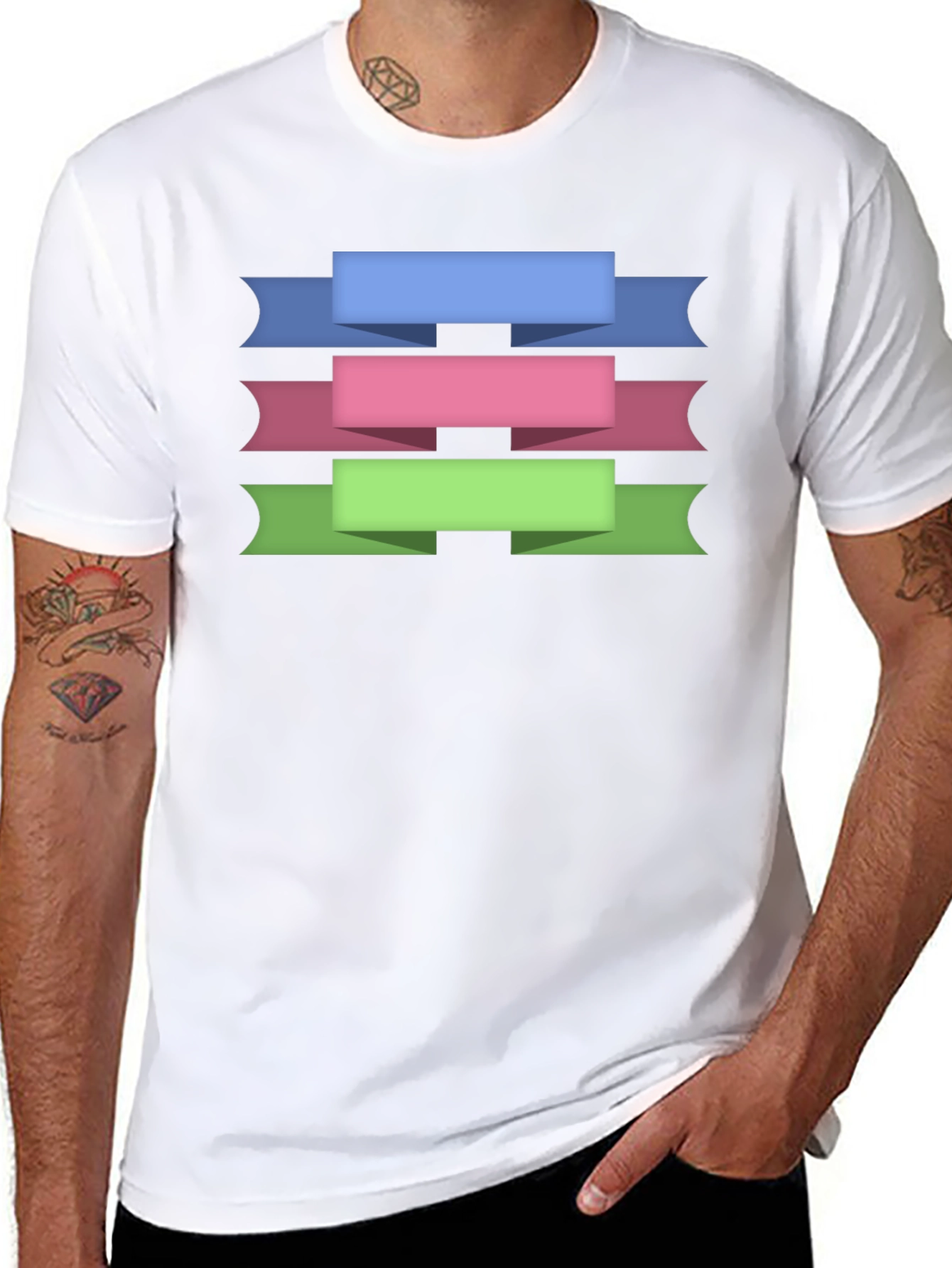 Ribbon Banner Graphic T-Shirt - Black Cotton Tee