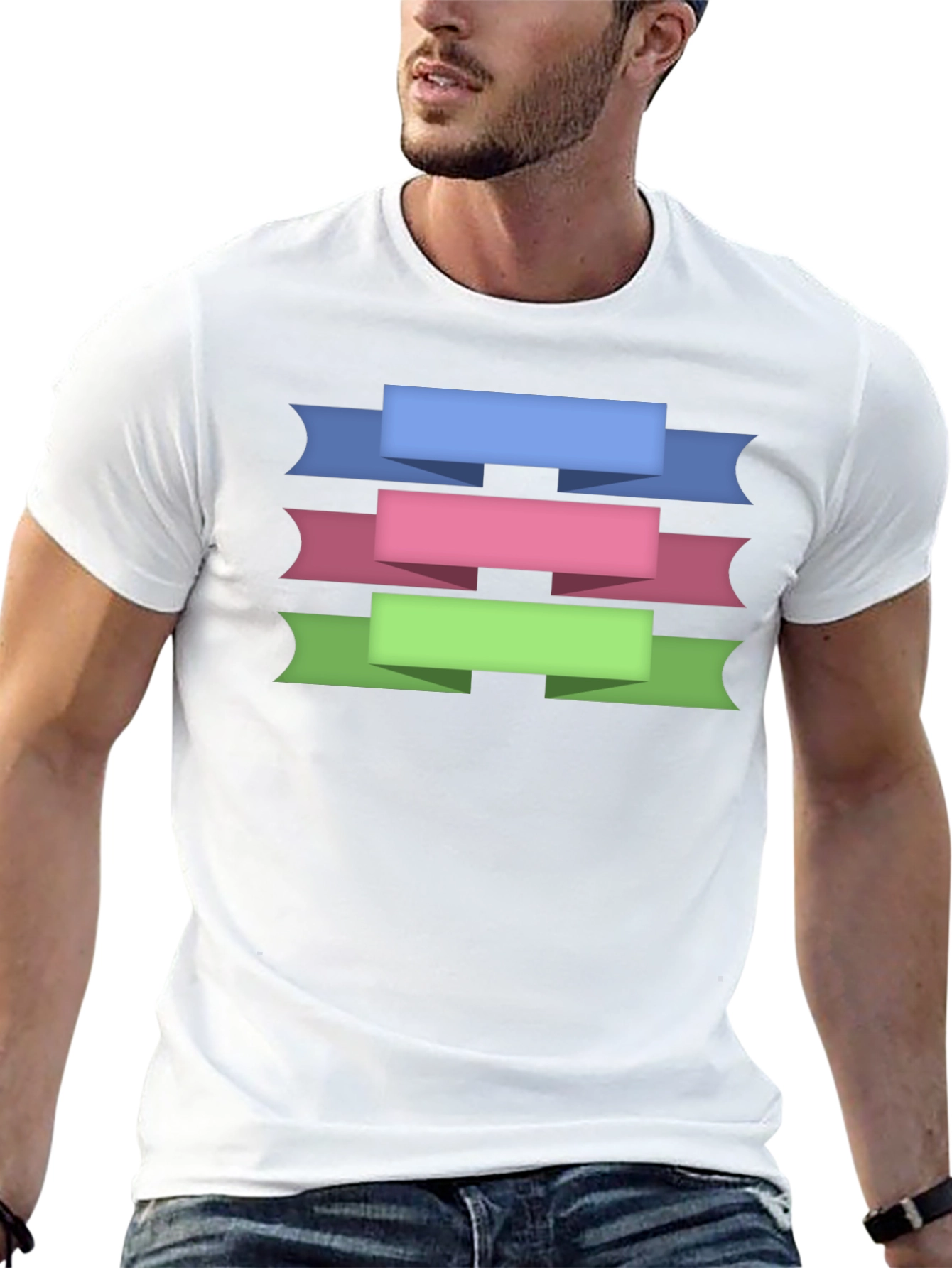 Ribbon Banner Graphic T-Shirt - Black Cotton Tee