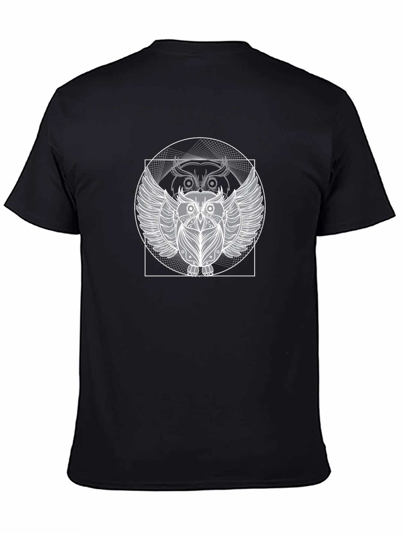Geometric Owl Graphic Black T-Shirt