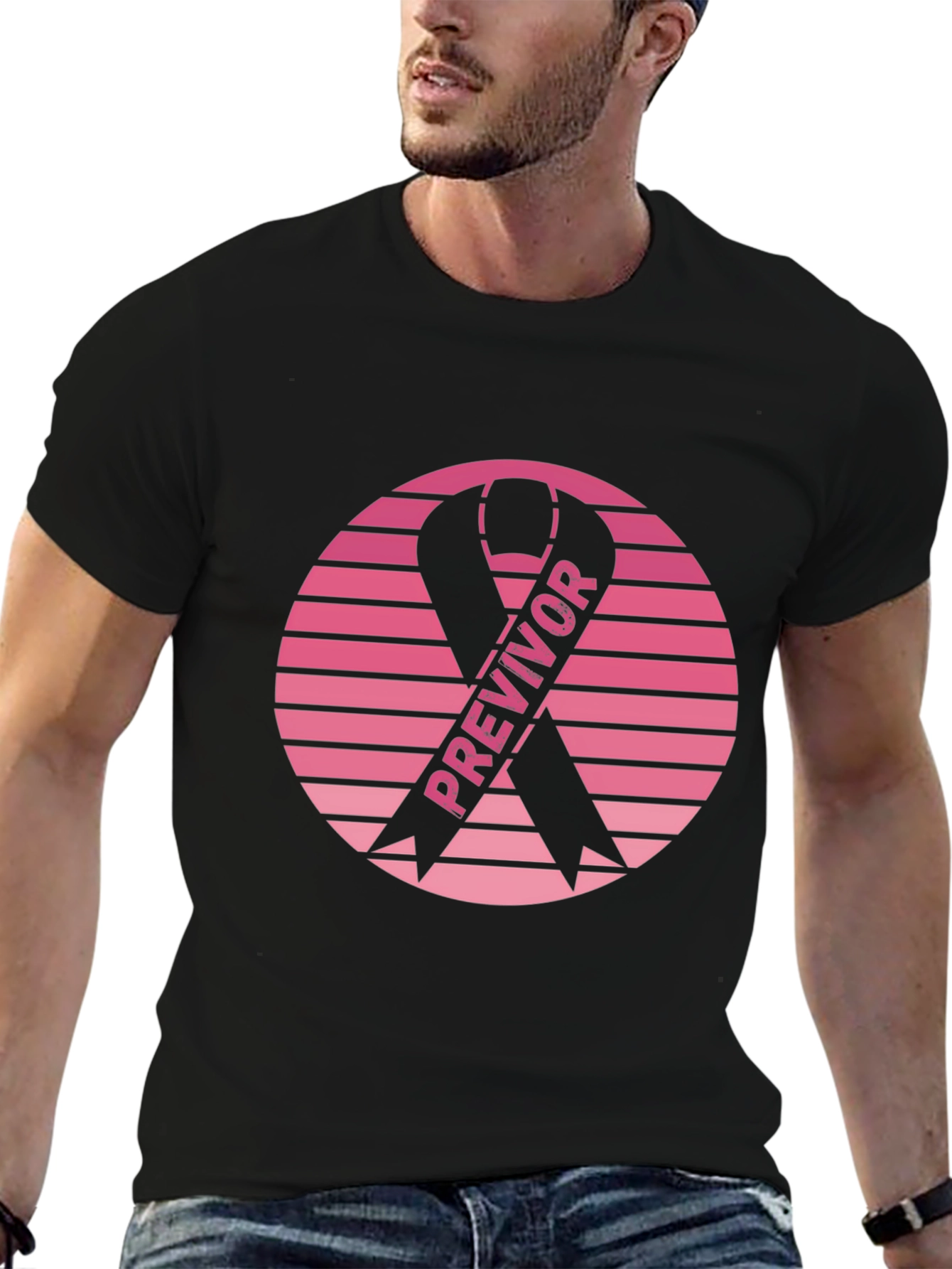 Previvor Ribbon Graphic Tee - Breast Cancer Awareness