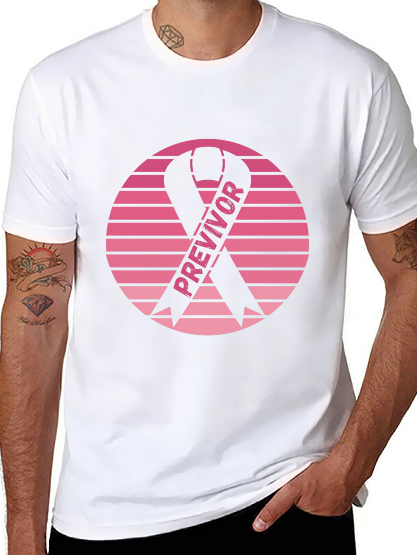 Previvor Ribbon Graphic Tee - Breast Cancer Awareness