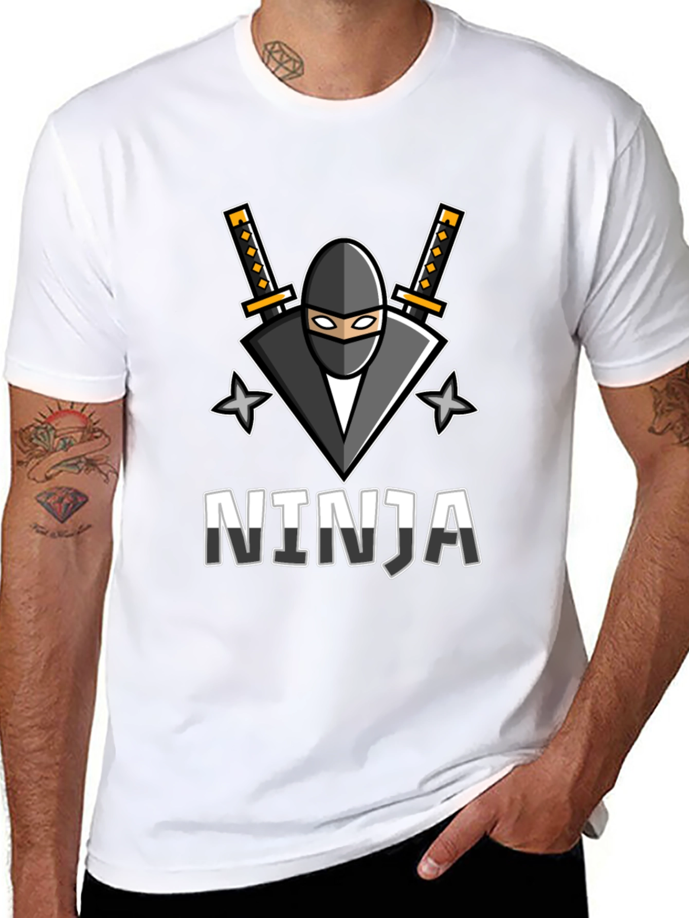 Ninja Graphic T-Shirt - Black Crew Neck Tee