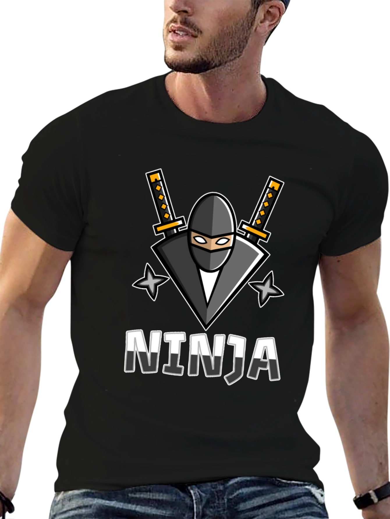 Ninja Graphic T-Shirt - Black Crew Neck Tee
