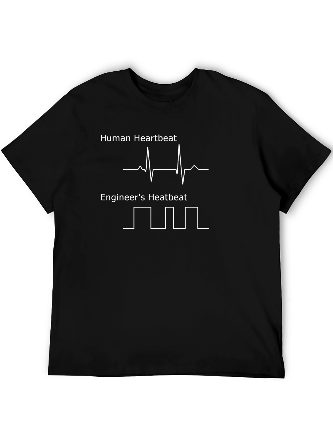 Engineer Heartbeat Graphic T-Shirt - Black