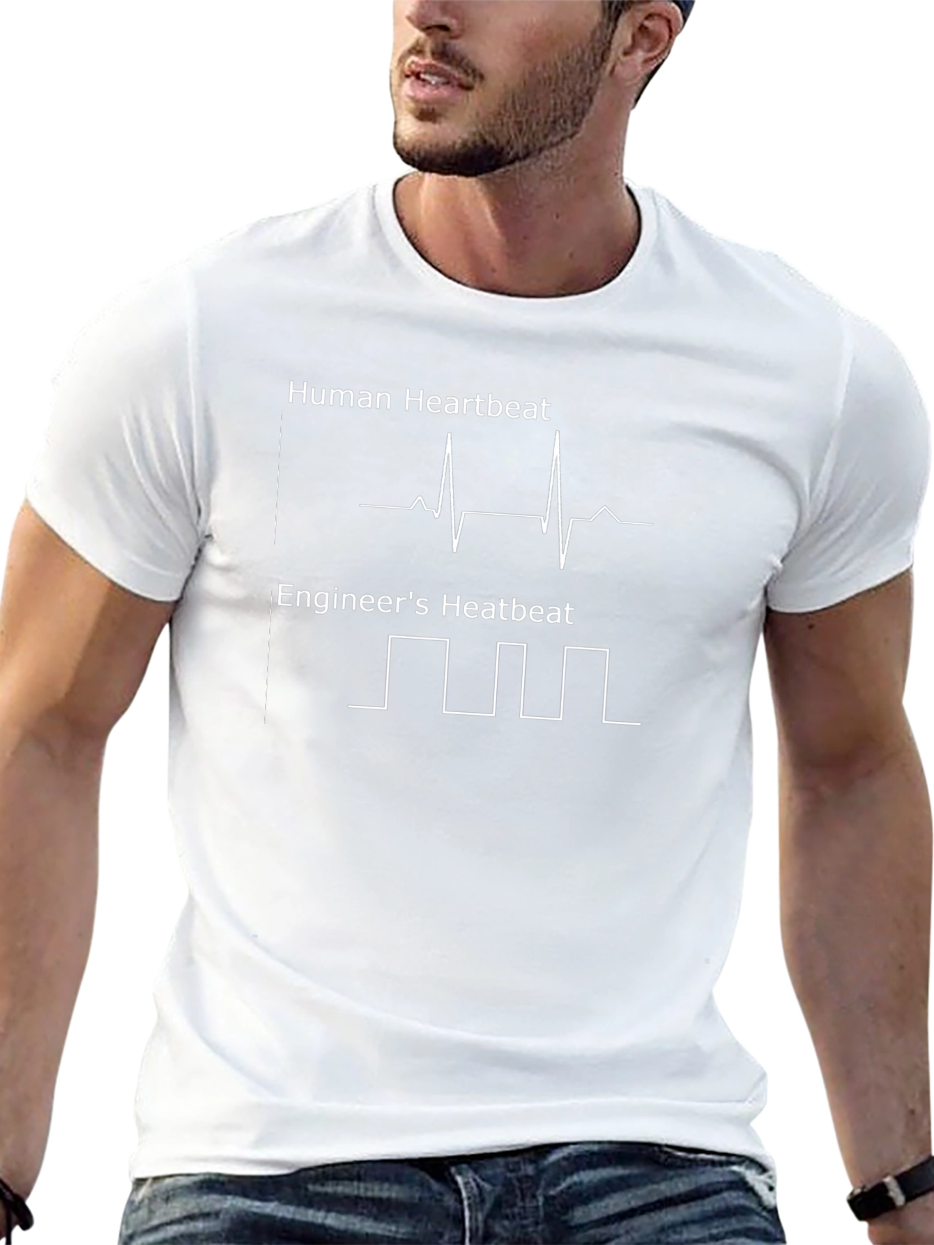 Engineer Heartbeat Graphic T-Shirt - Black