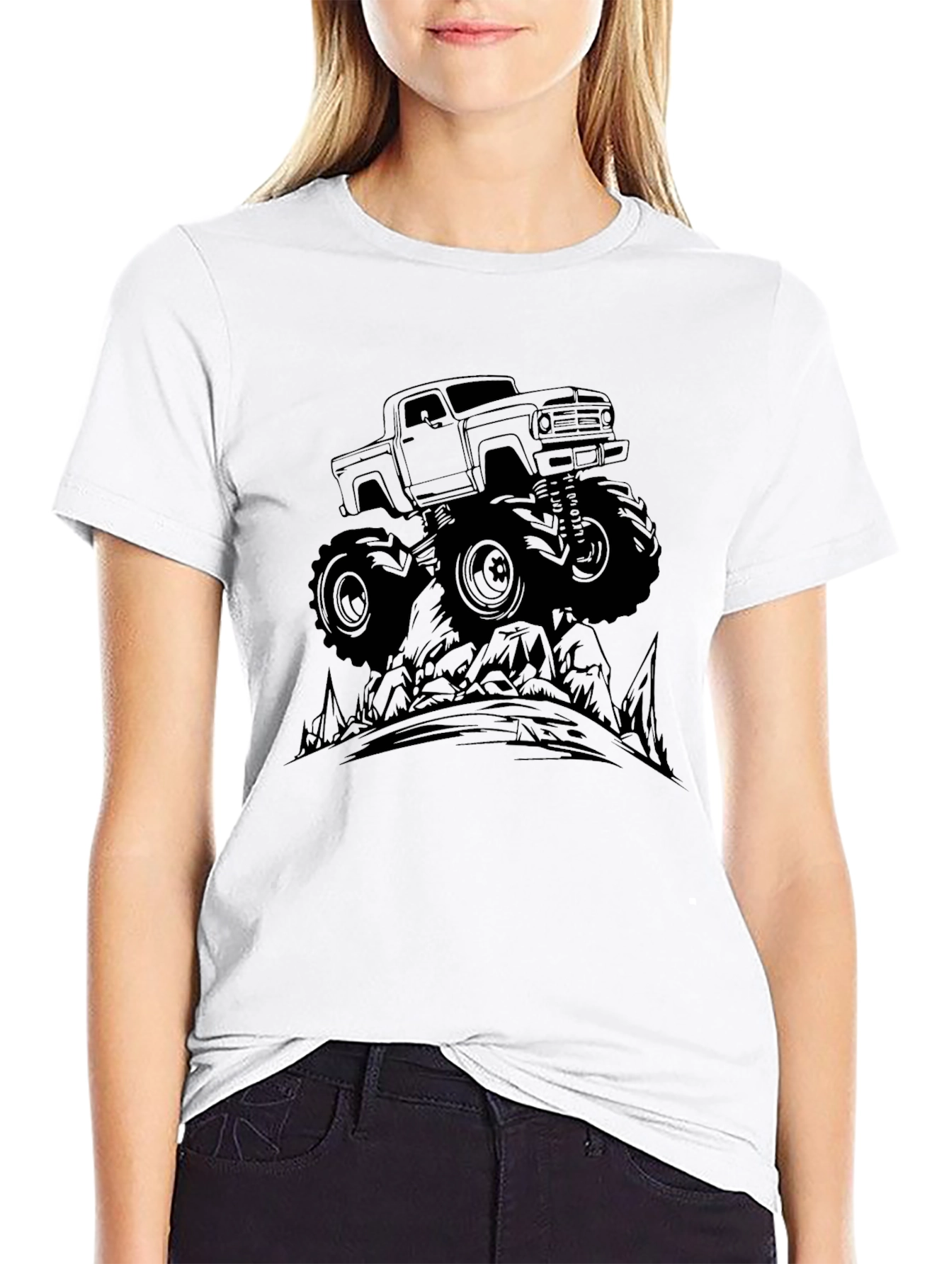 Monster Truck Graphic Tee - Black Cotton Blend