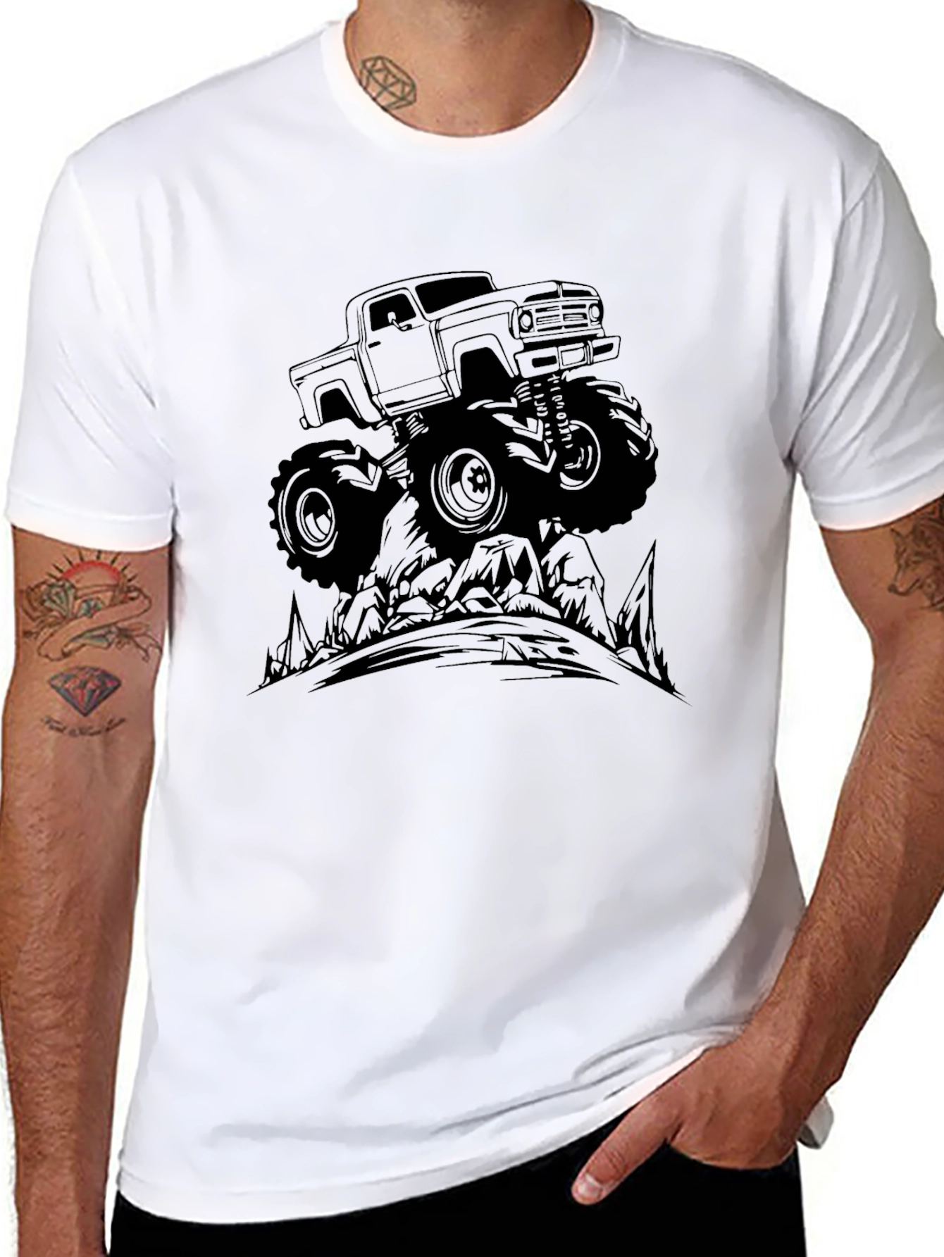 Monster Truck Graphic Tee - Black Cotton Blend