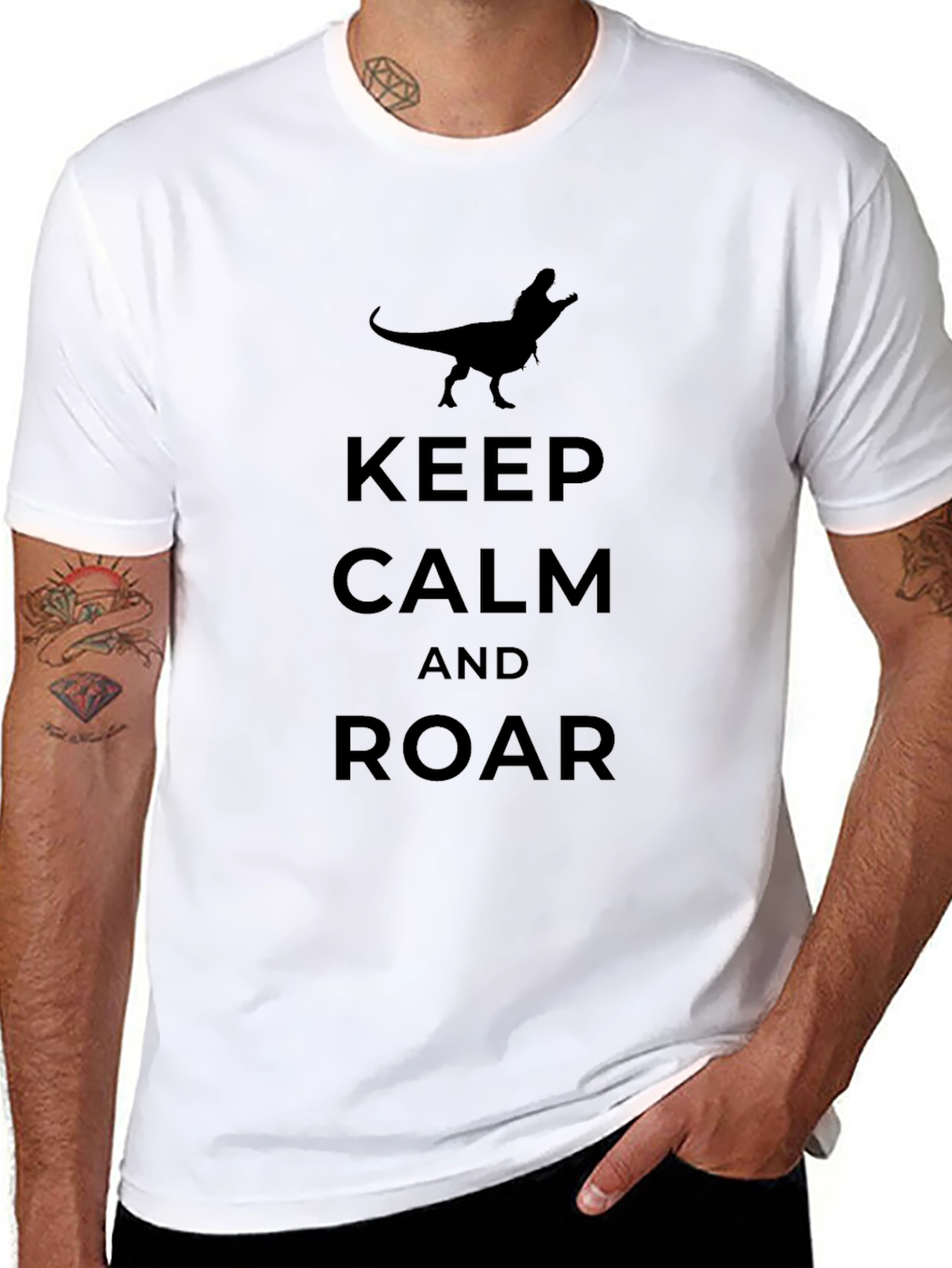 Keep Calm and Roar Dinosaur Graphic Tee