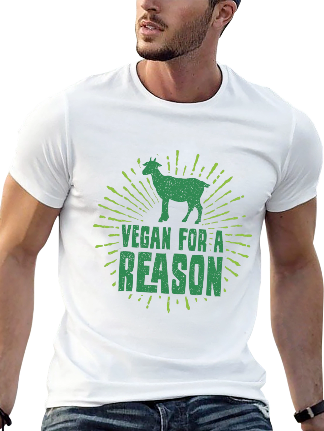 Vegan For A Reason T-Shirt with Goat Graphic