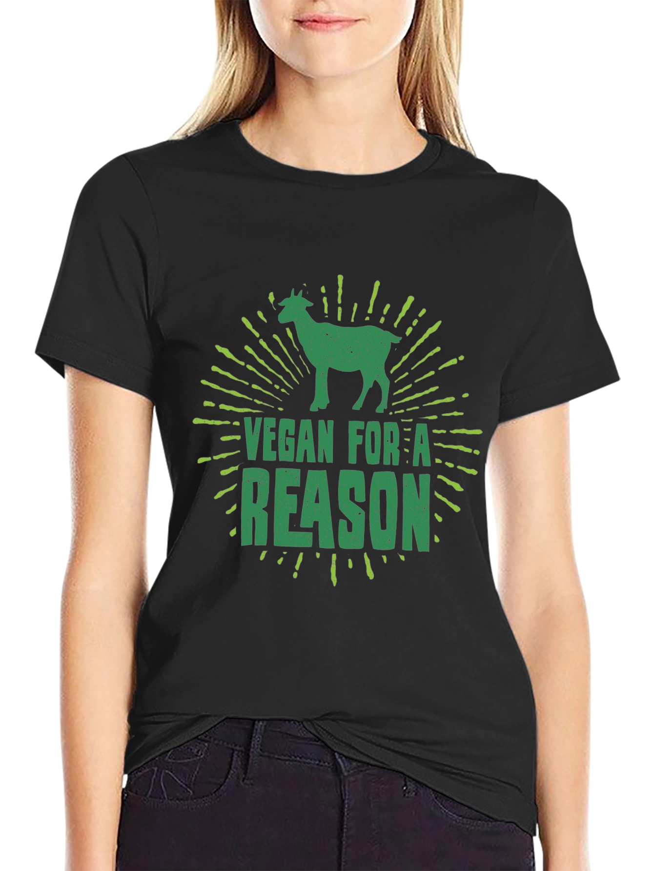 Vegan For A Reason T-Shirt with Goat Graphic