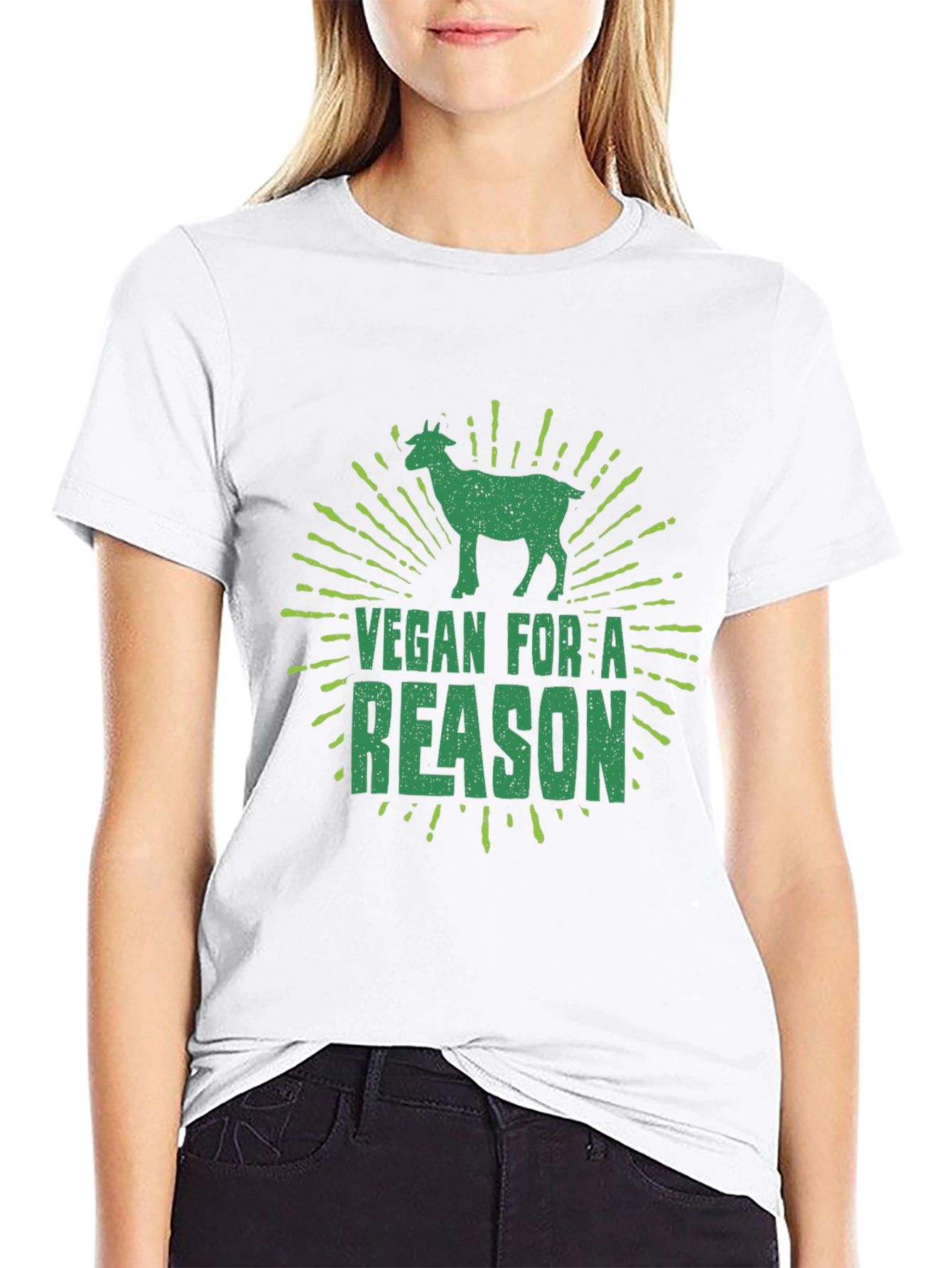 Vegan For A Reason T-Shirt with Goat Graphic