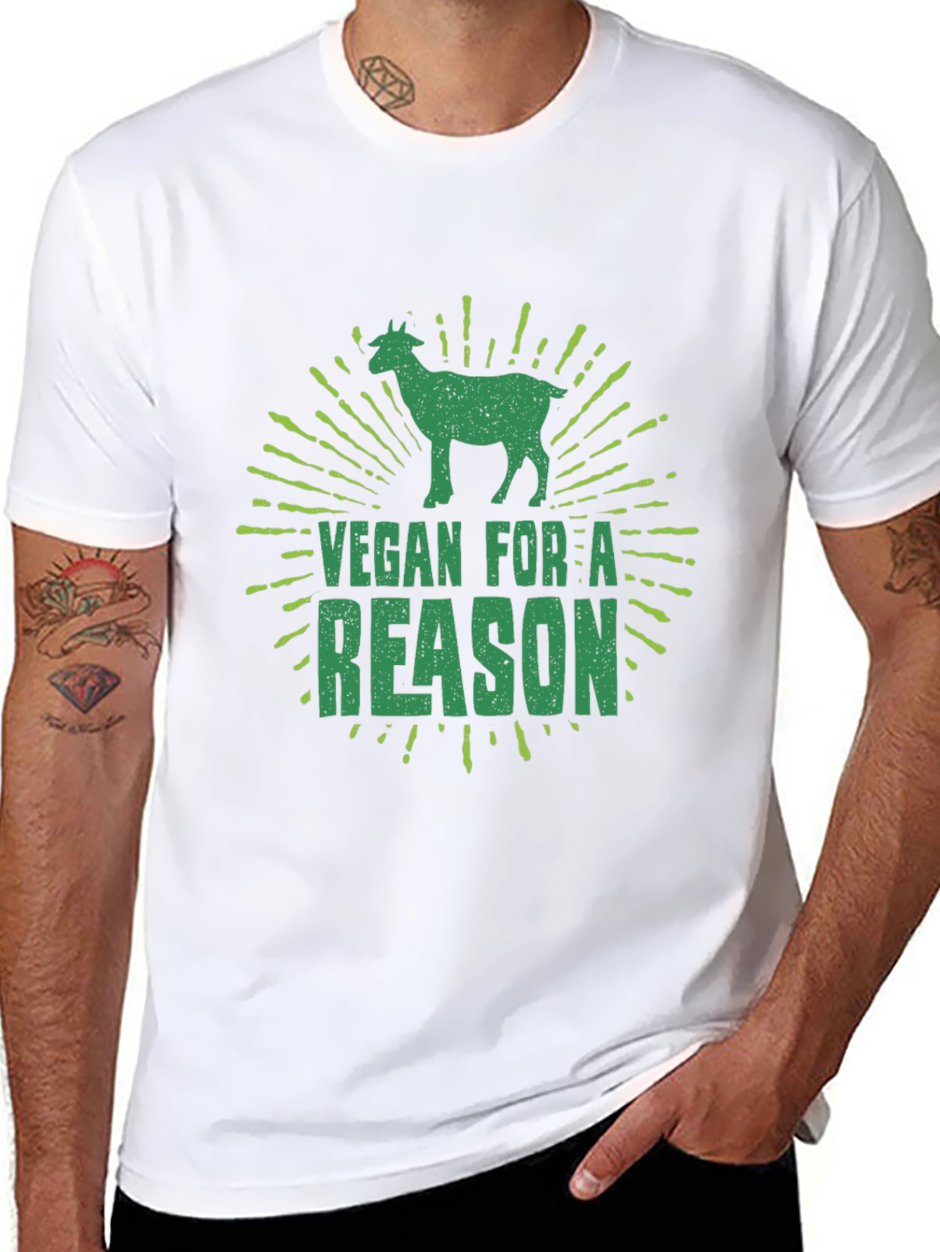 Vegan For A Reason T-Shirt with Goat Graphic