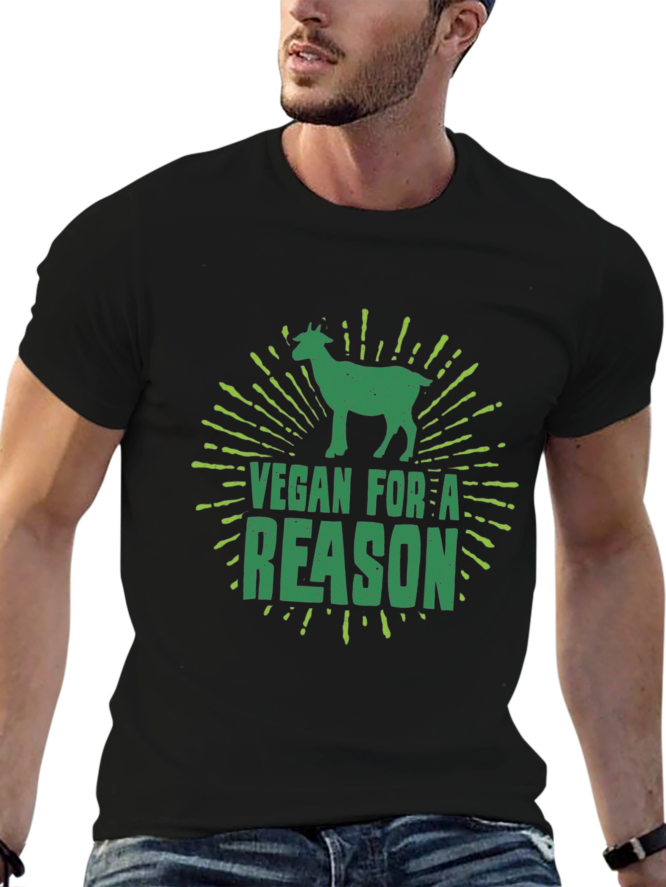 Vegan For A Reason T-Shirt with Goat Graphic