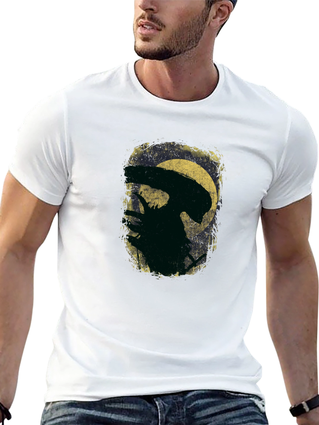 Alien Silhouette Graphic Tee - Sci-Fi Black T-Shirt