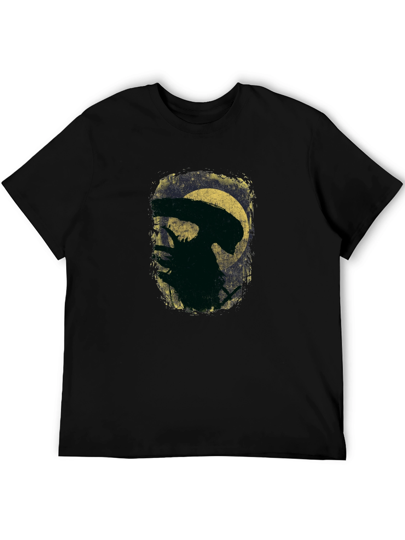 Alien Silhouette Graphic Tee - Sci-Fi Black T-Shirt