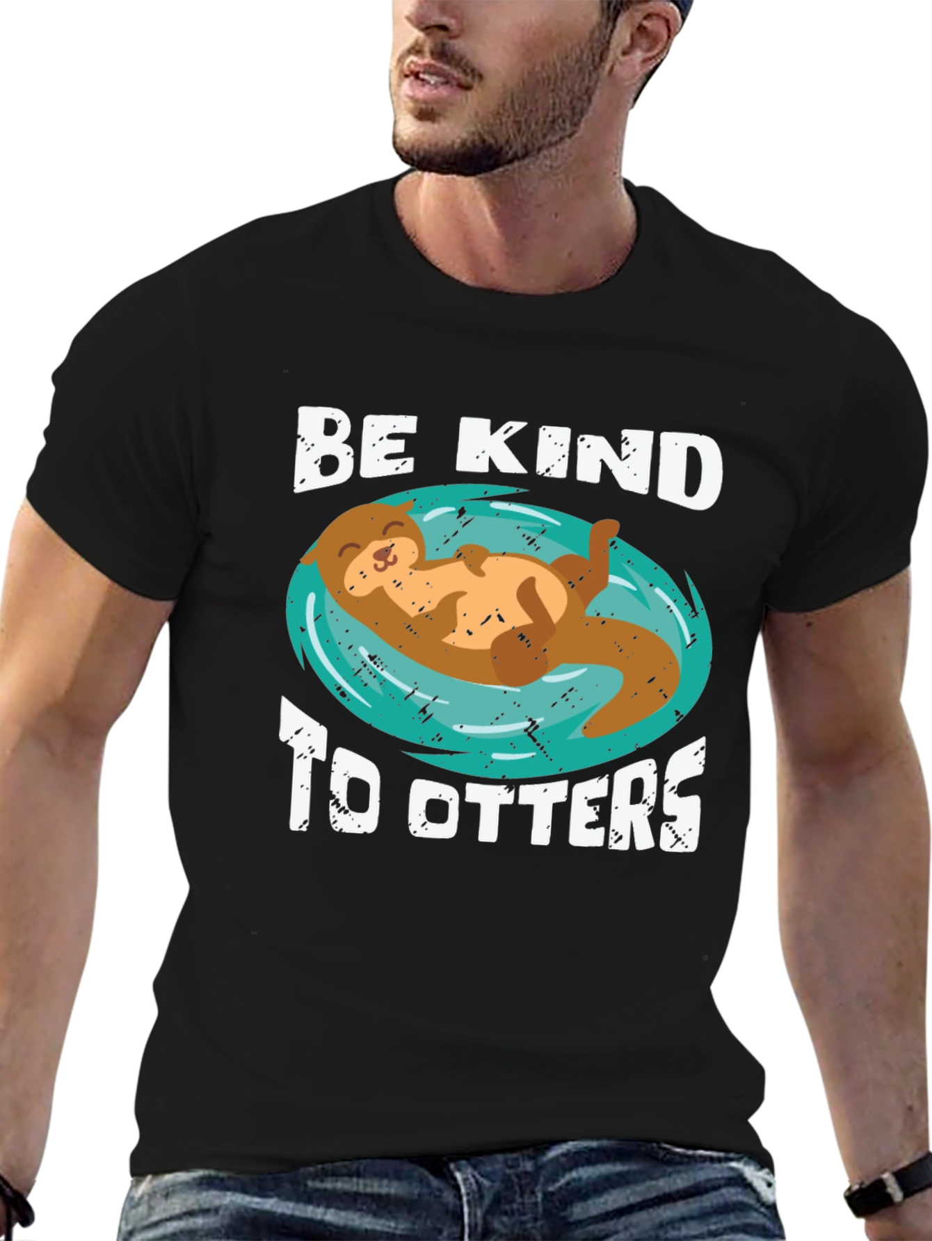 Be Kind To Otters Graphic Tee - Black