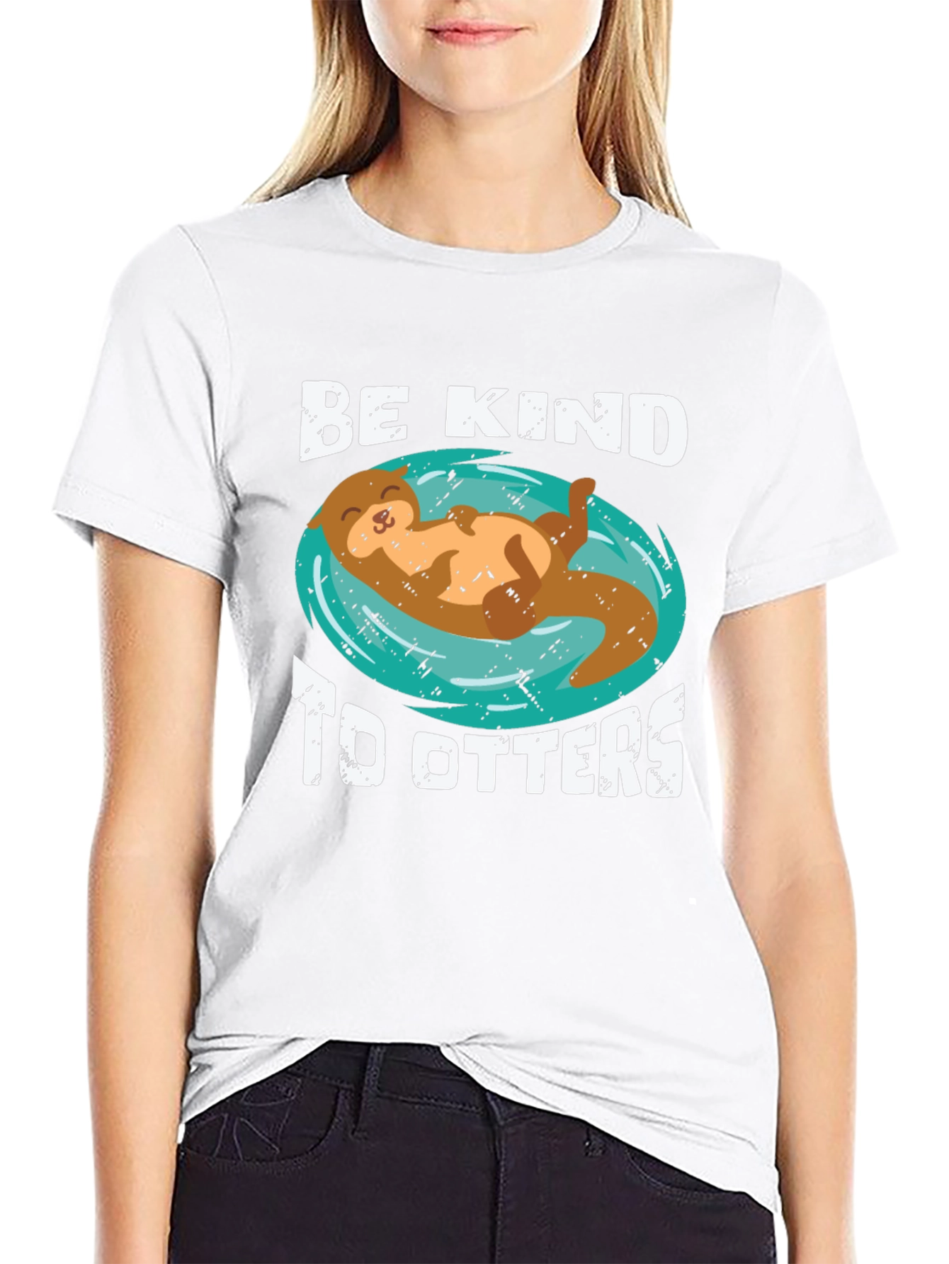 Be Kind To Otters Graphic Tee - Black