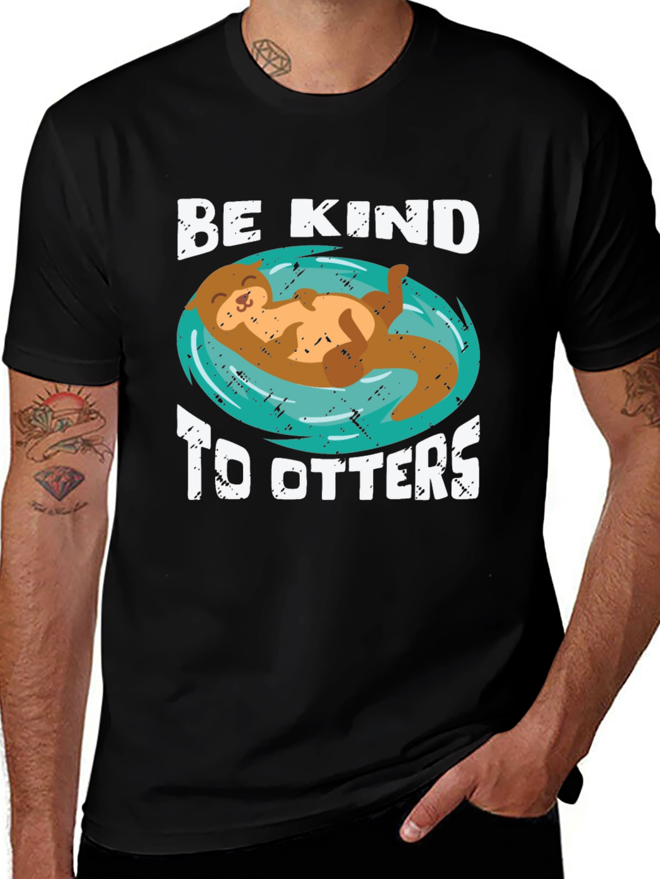 Be Kind To Otters Graphic Tee - Black