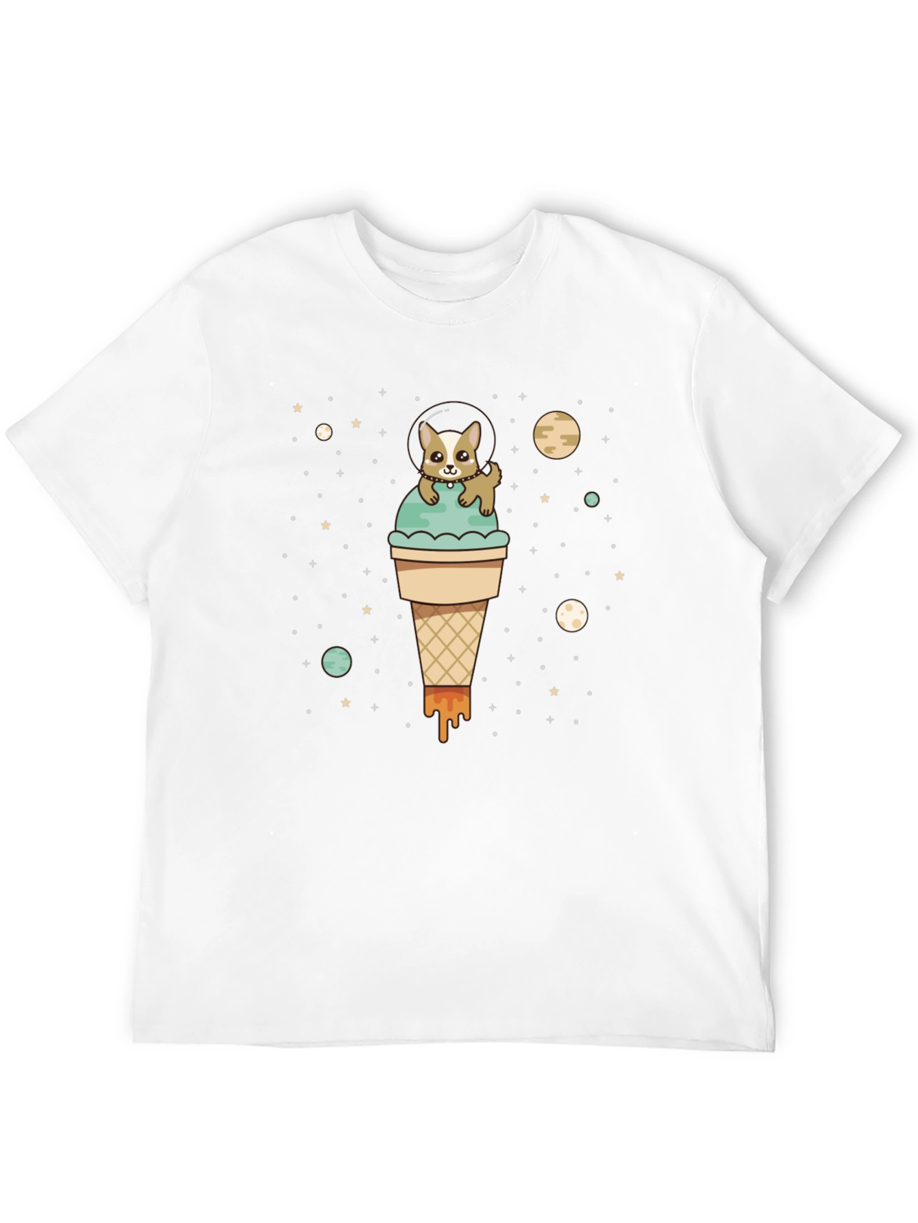 Dog Astronaut Ice Cream Cone Graphic Tee