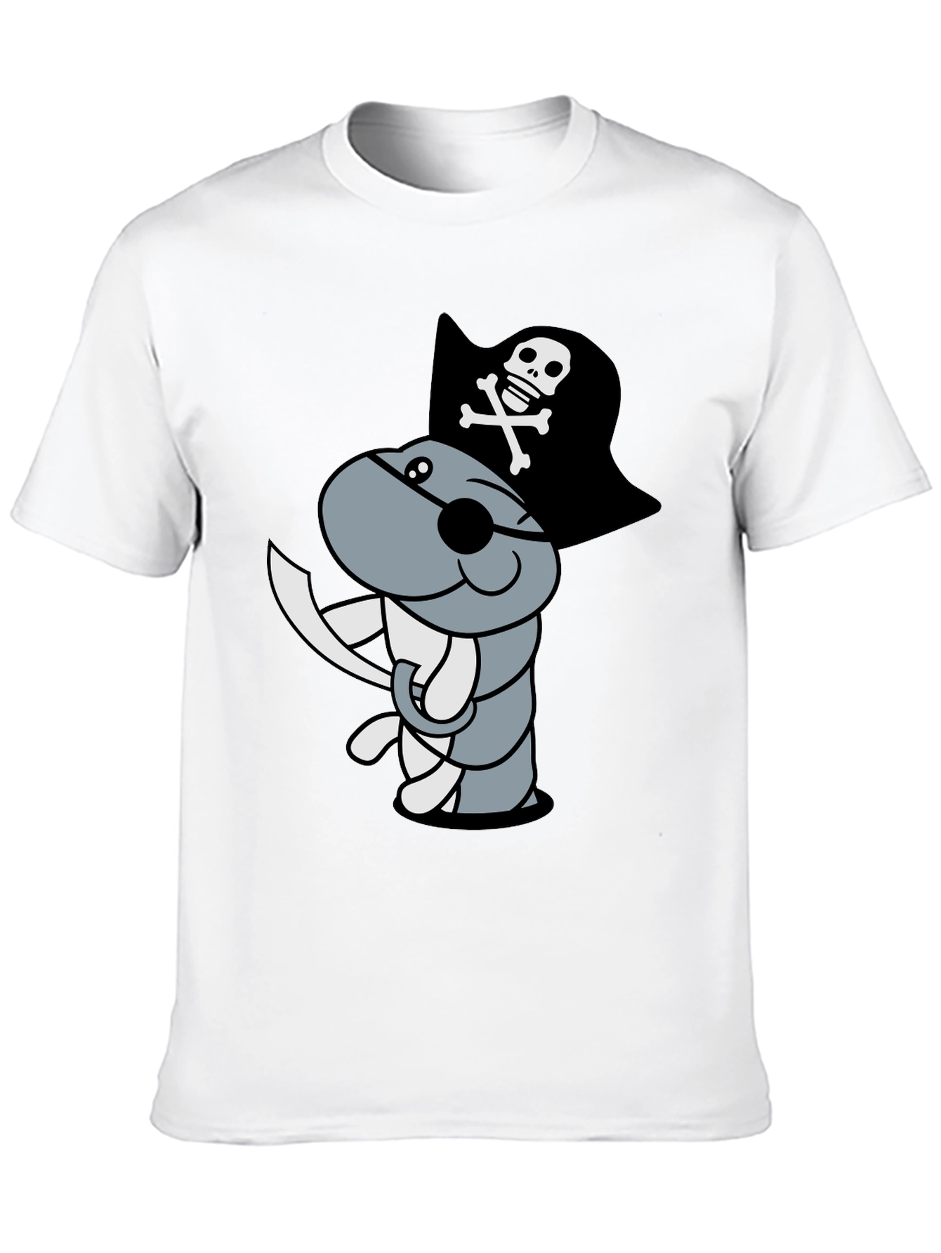 Pirate Worm Graphic T-Shirt - Black Cotton Tee