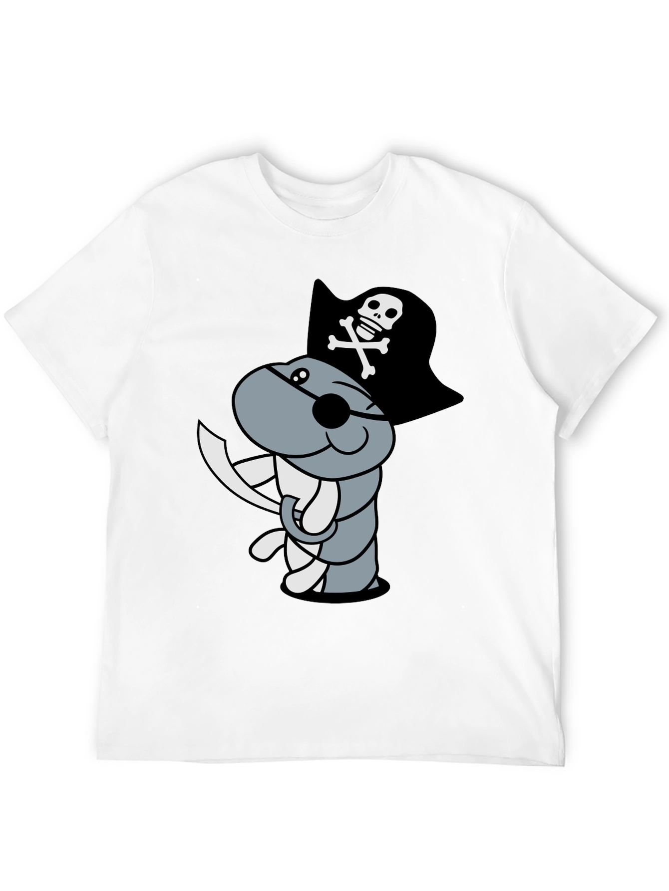 Pirate Worm Graphic T-Shirt - Black Cotton Tee
