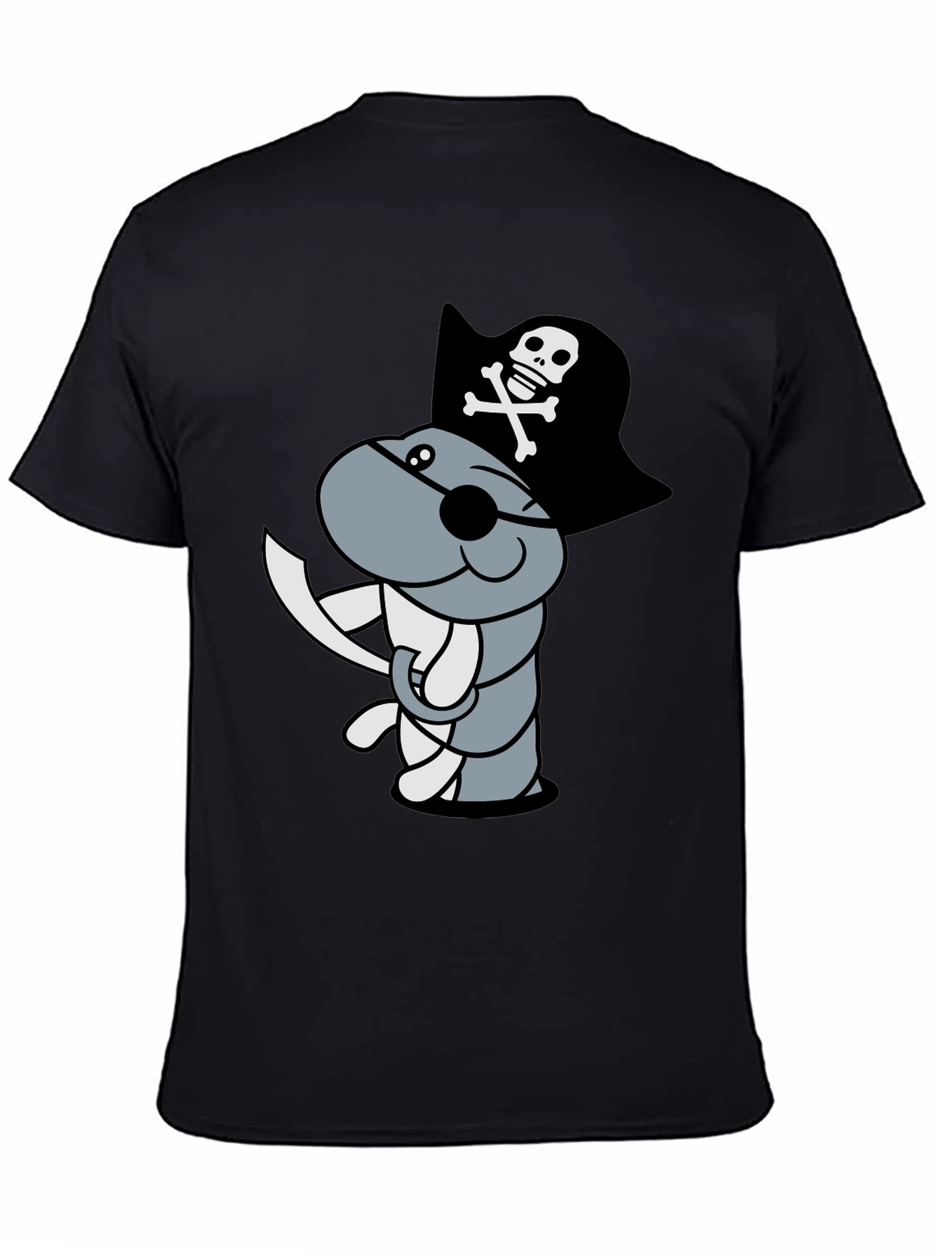 Pirate Worm Graphic T-Shirt - Black Cotton Tee