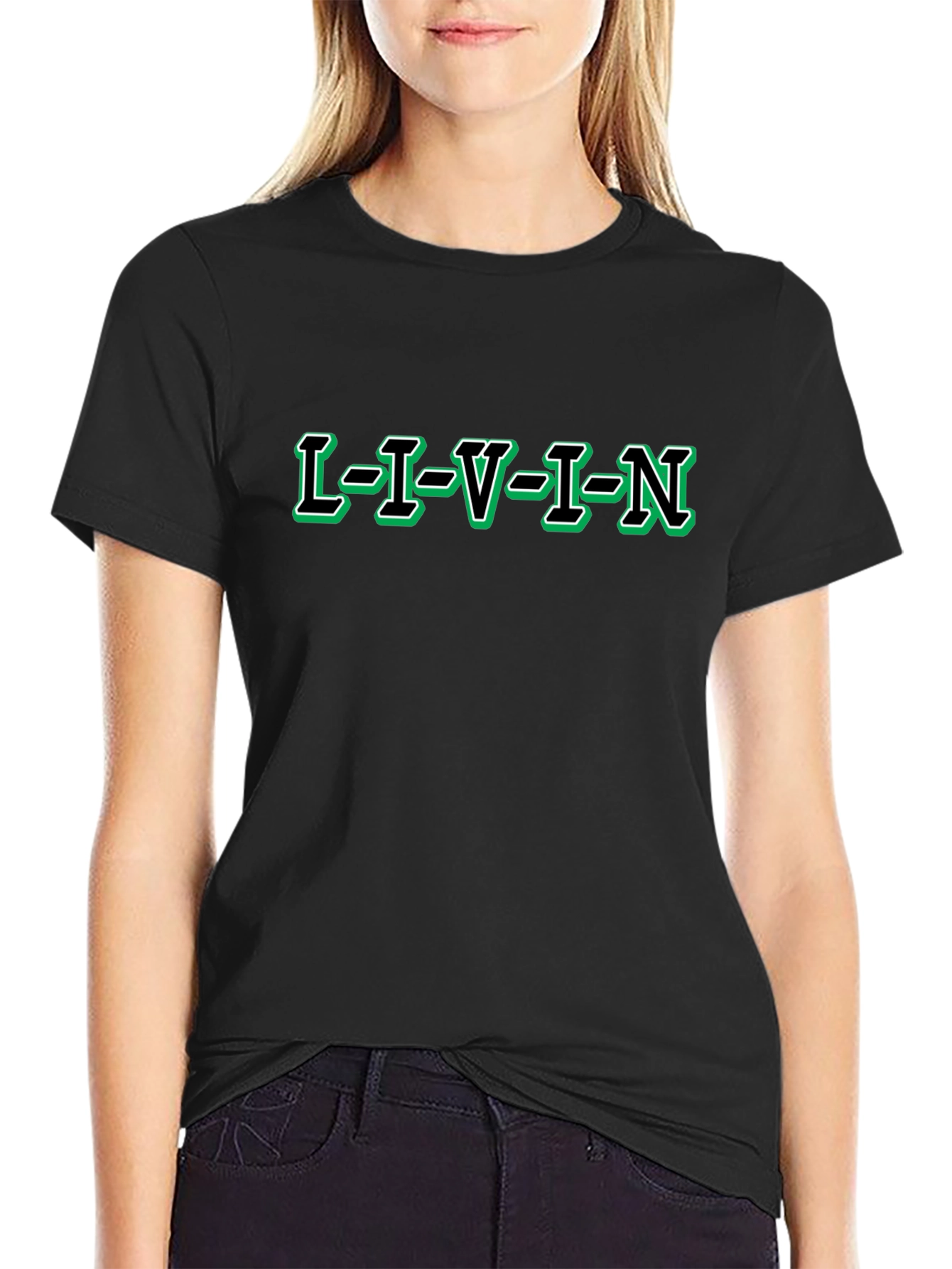 LIVIN T-Shirt - Black Crew Neck Tee