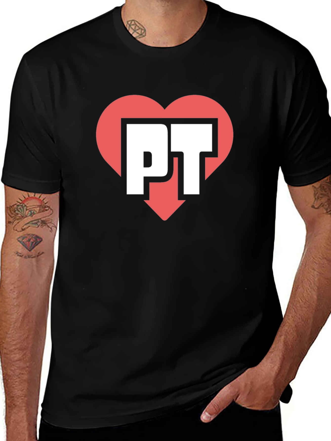 PT Heart Graphic Tee - Black Casual Shirt