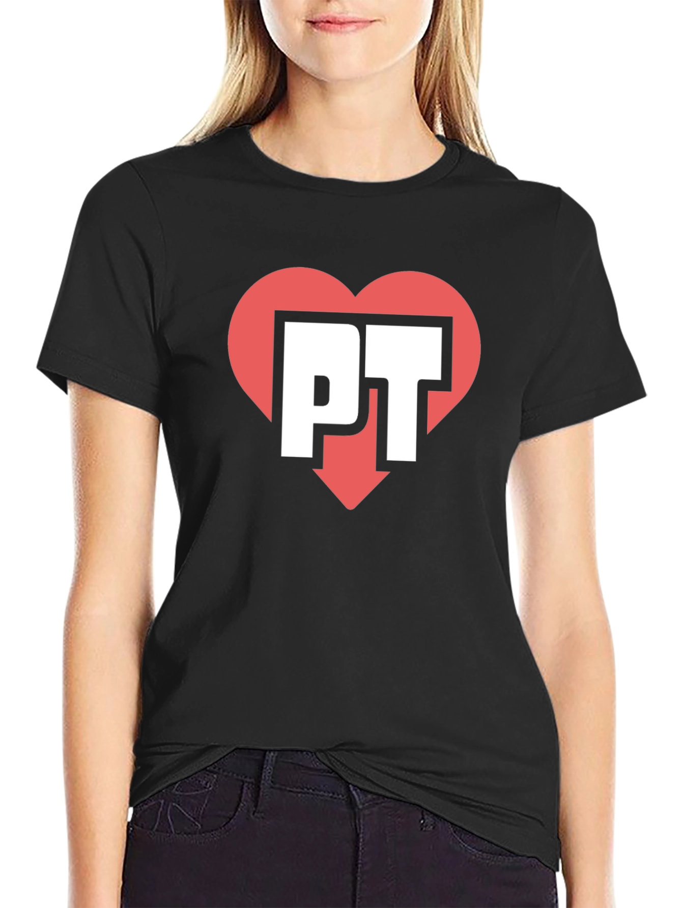 PT Heart Graphic Tee - Black Casual Shirt