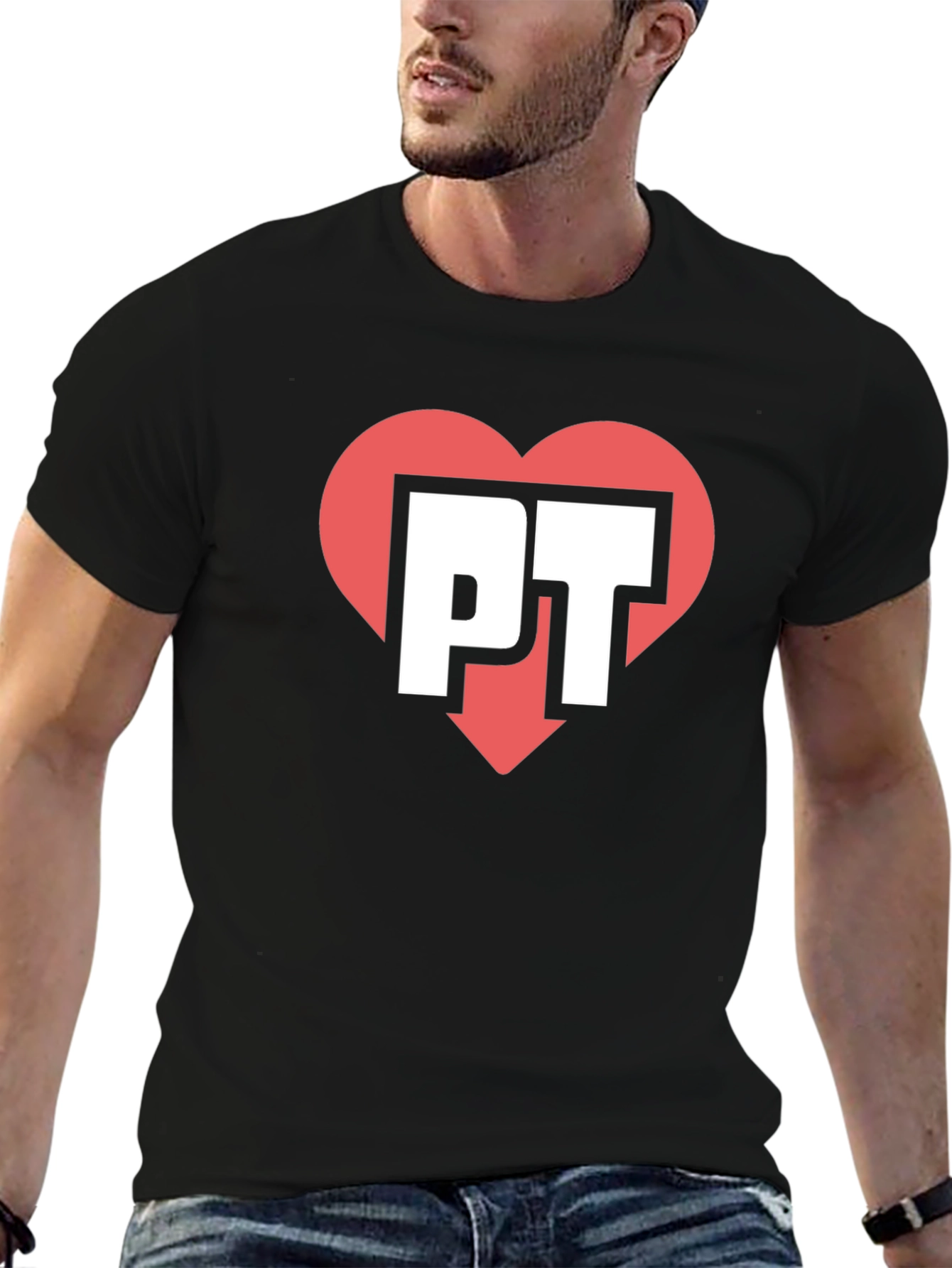 PT Heart Graphic Tee - Black Casual Shirt