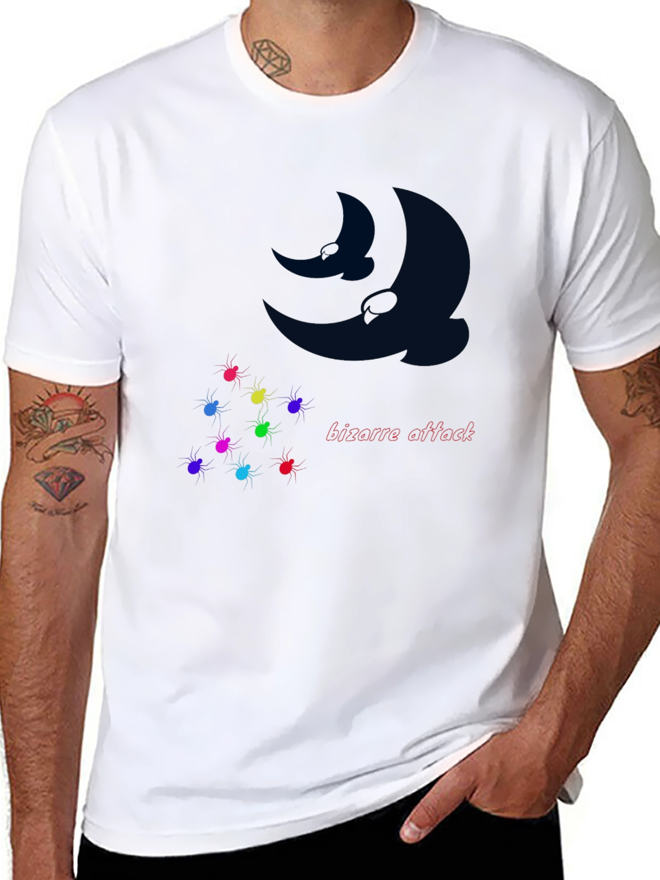 Bizarre Attack Graphic Tee - Moon & Spiders