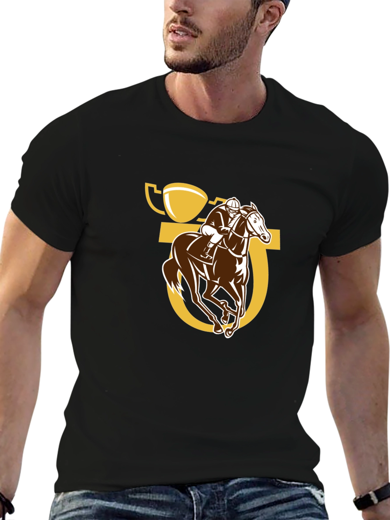 Horse Racing Graphic Tee - Jockey & Trophy