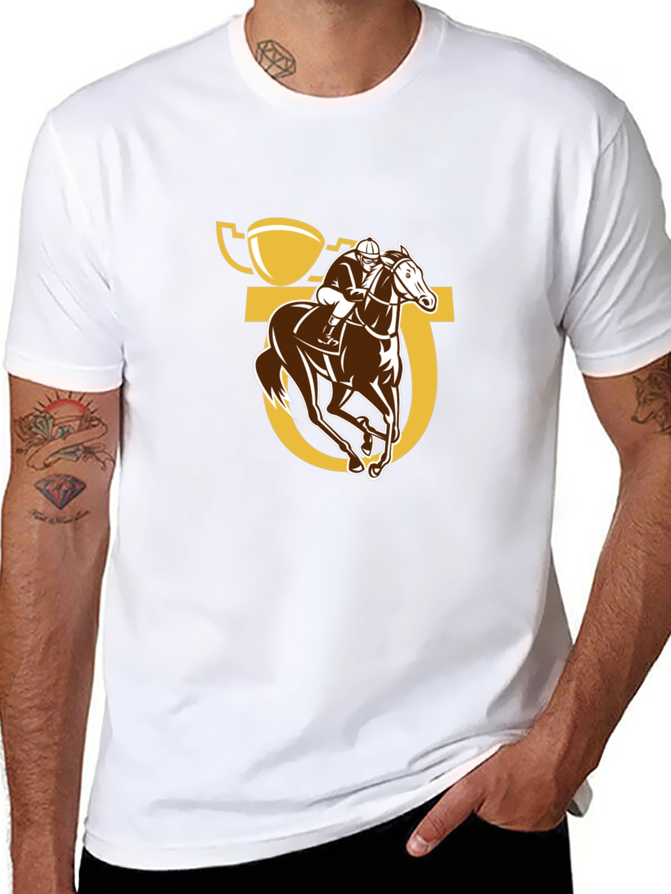 Horse Racing Graphic Tee - Jockey & Trophy