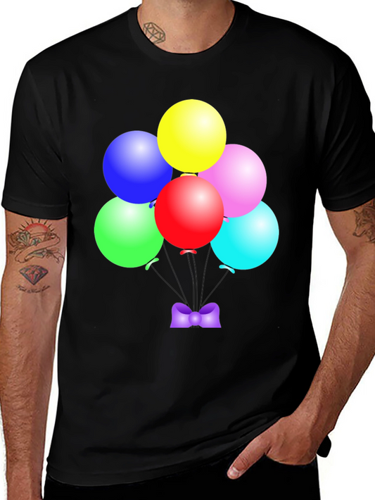 Colorful Balloons Graphic Tee - Fun Party Shirt