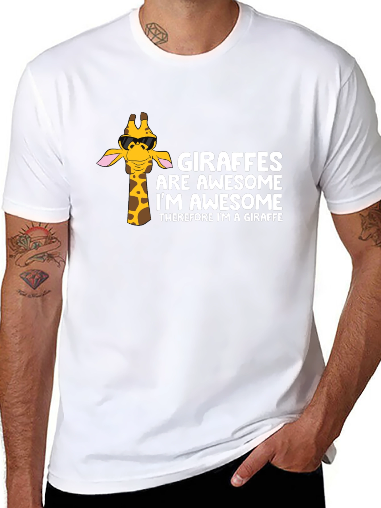Giraffe Awesome Graphic Tee - Funny Animal T-Shirt