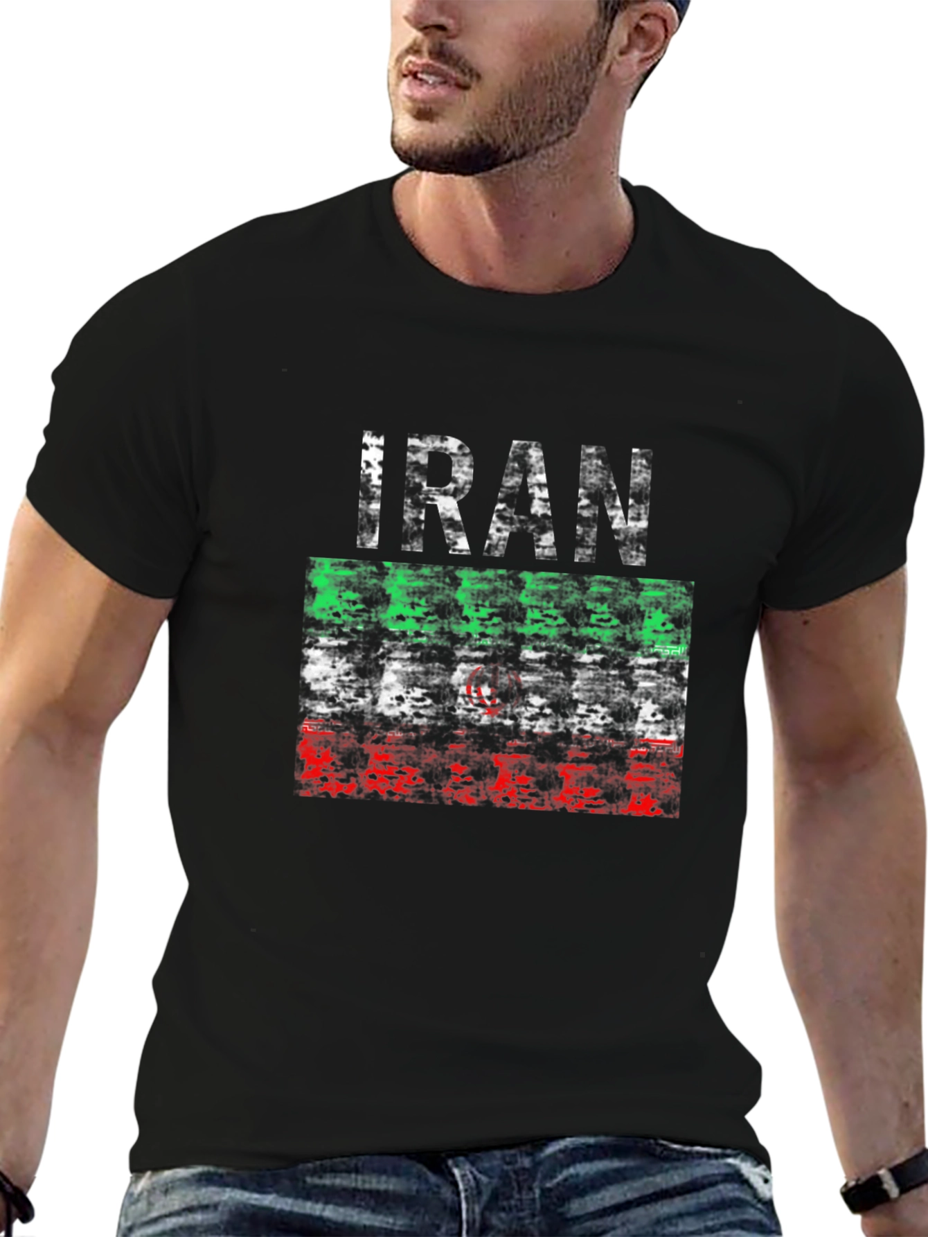 Iran Flag Distressed Graphic T-Shirt