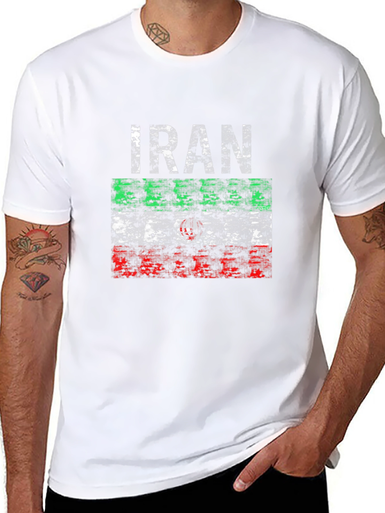 Iran Flag Distressed Graphic T-Shirt