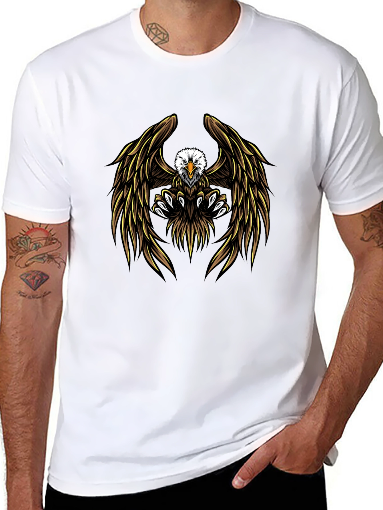 Mens Black Eagle Graphic T-Shirt