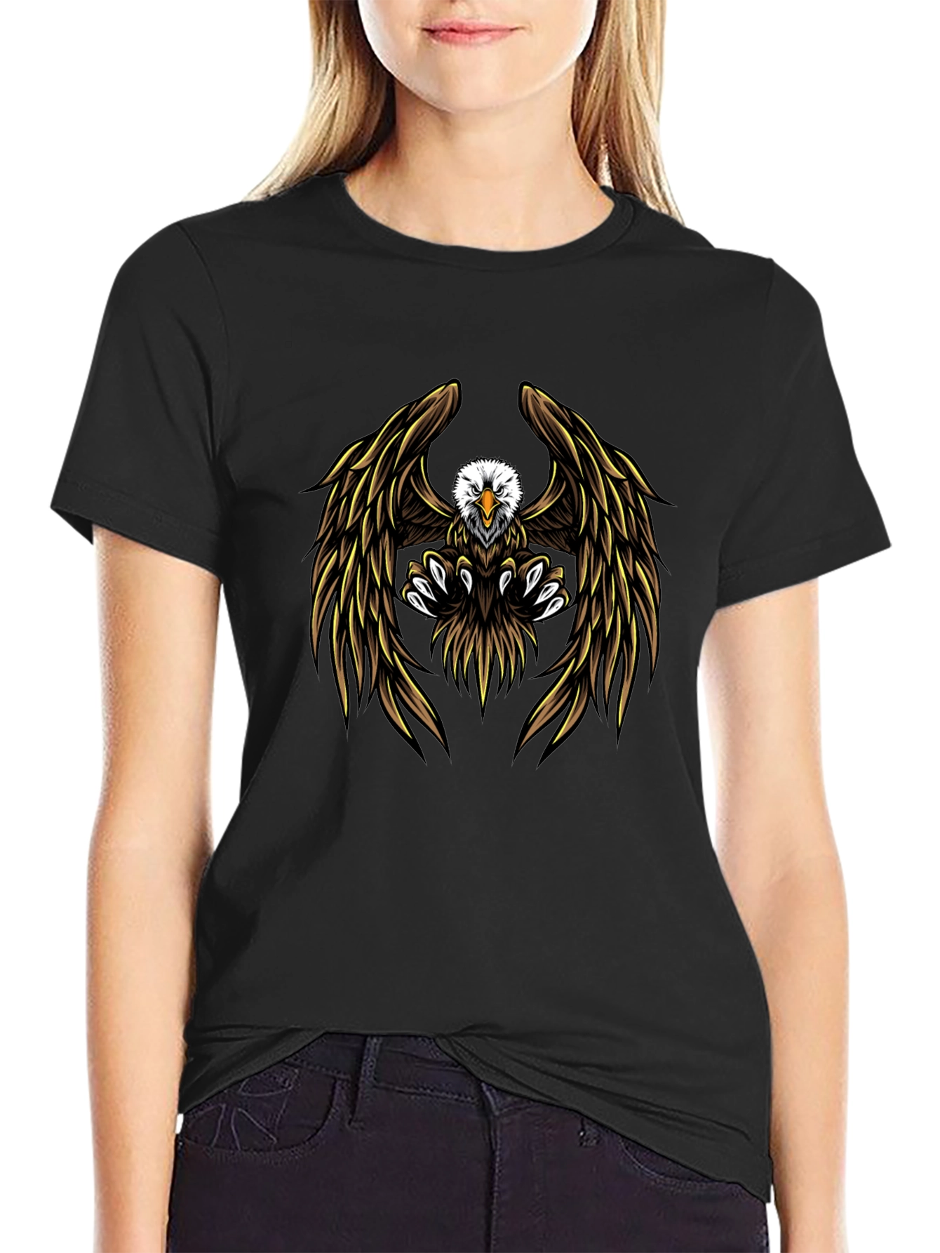 Mens Black Eagle Graphic T-Shirt