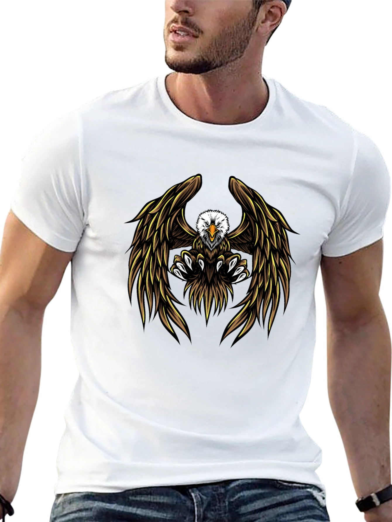 Mens Black Eagle Graphic T-Shirt